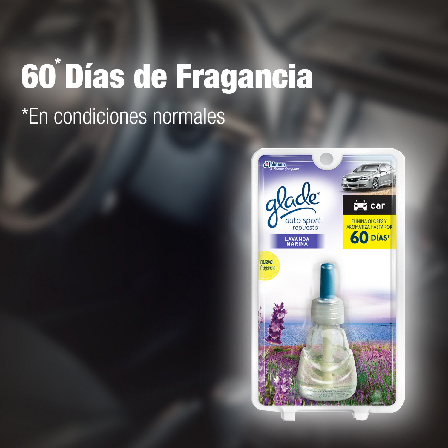 Glade Aromatizante para Carro Auto Sport Repuesto Lavanda Marina 7ml