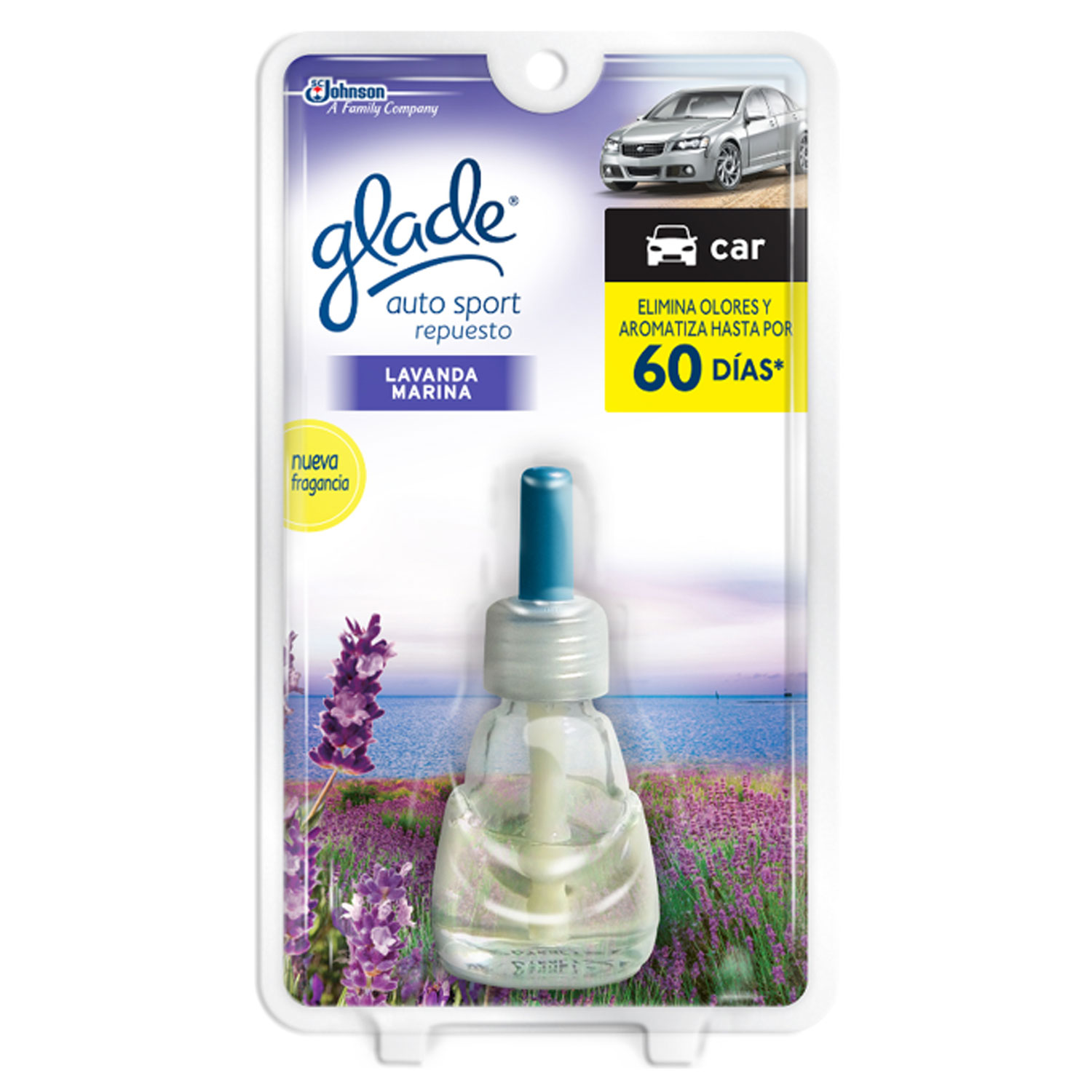 Glade Aromatizante para Carro Auto Sport Repuesto Lavanda Marina 7ml