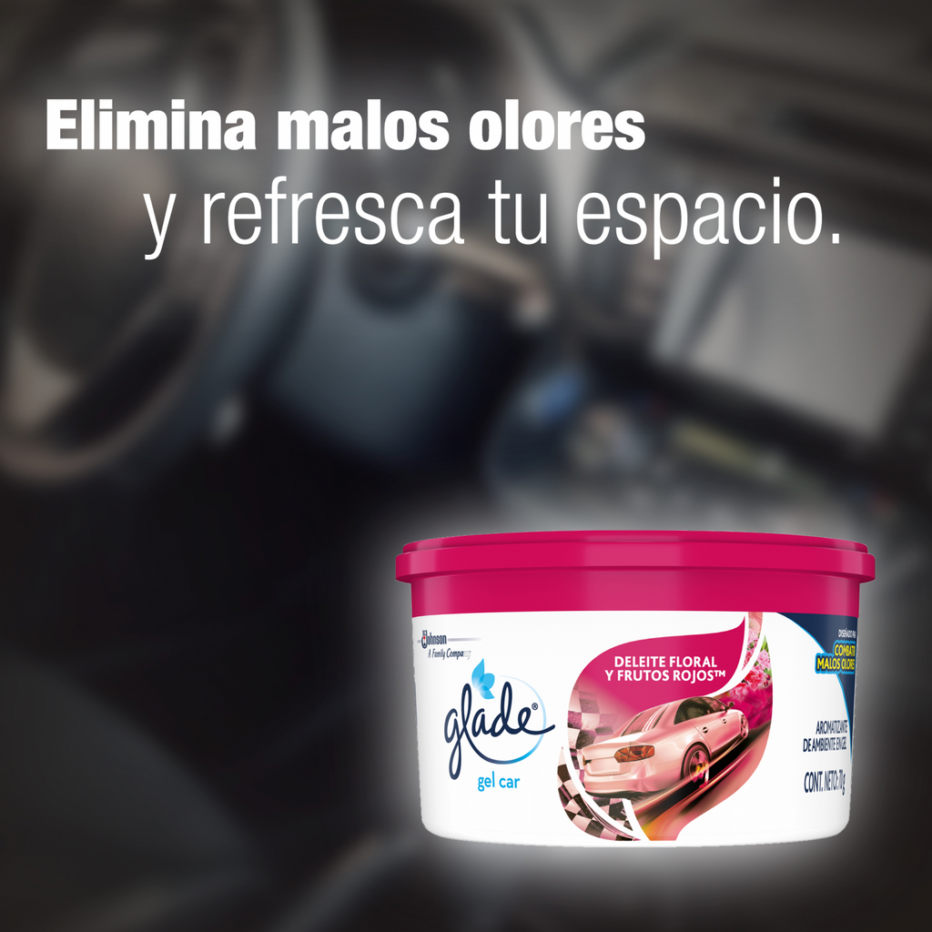 Glade Mini Gel Car, Deleite Floral y Frutos Rojos 70g