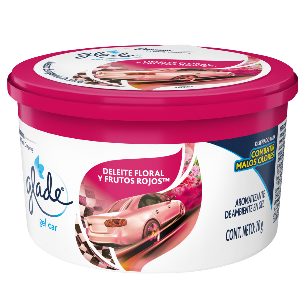 Glade Mini Gel Car, Deleite Floral y Frutos Rojos 70g