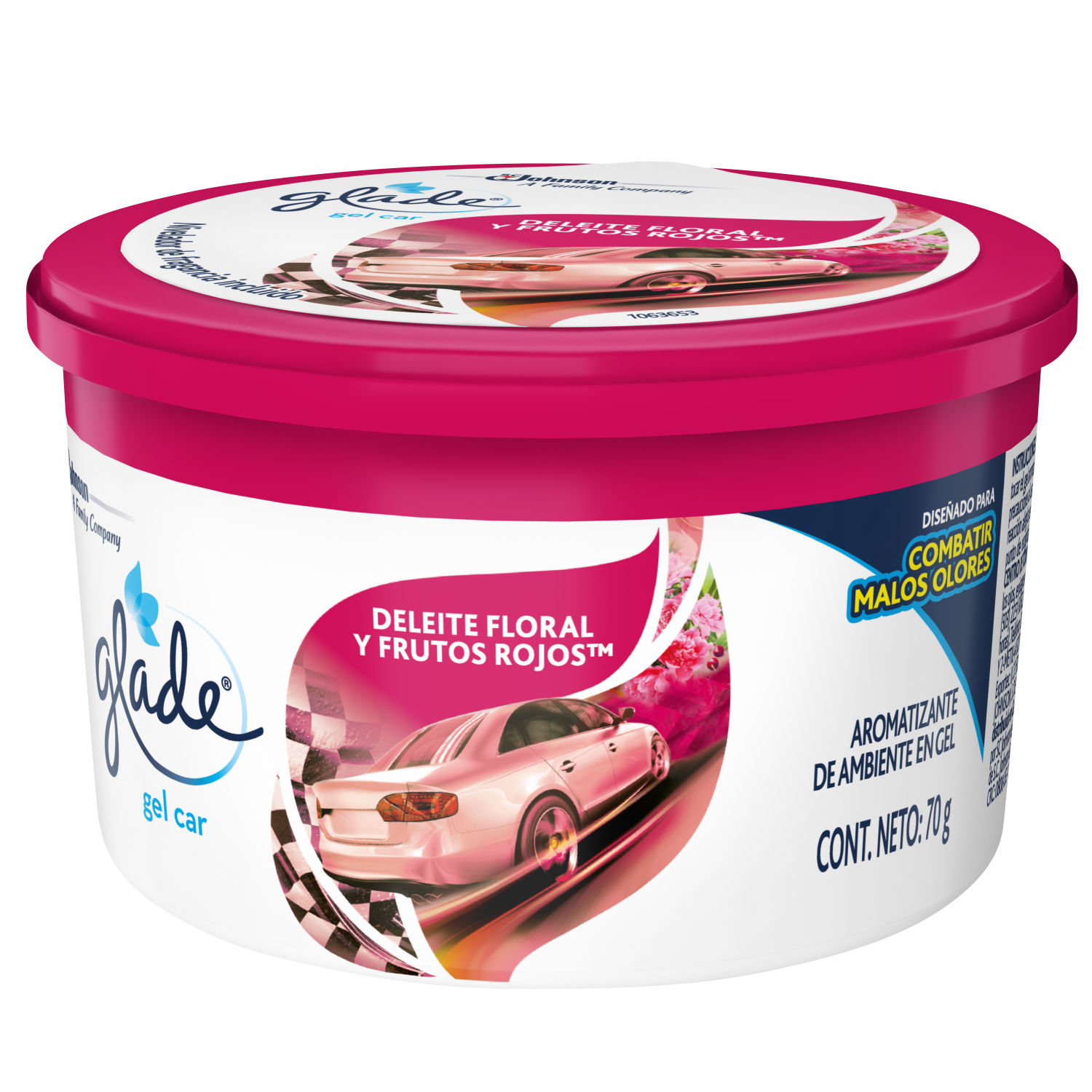 Glade Mini Gel Car, Deleite Floral y Frutos Rojos 70g