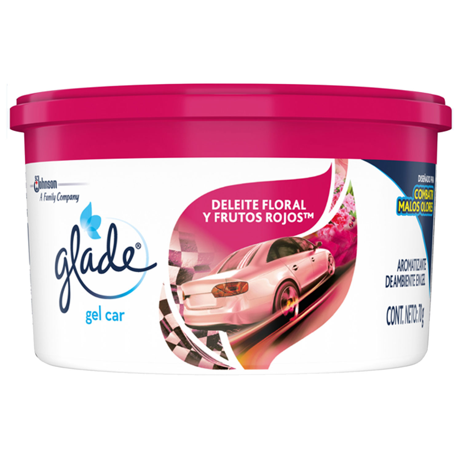 Glade Mini Gel Car, Deleite Floral y Frutos Rojos 70g