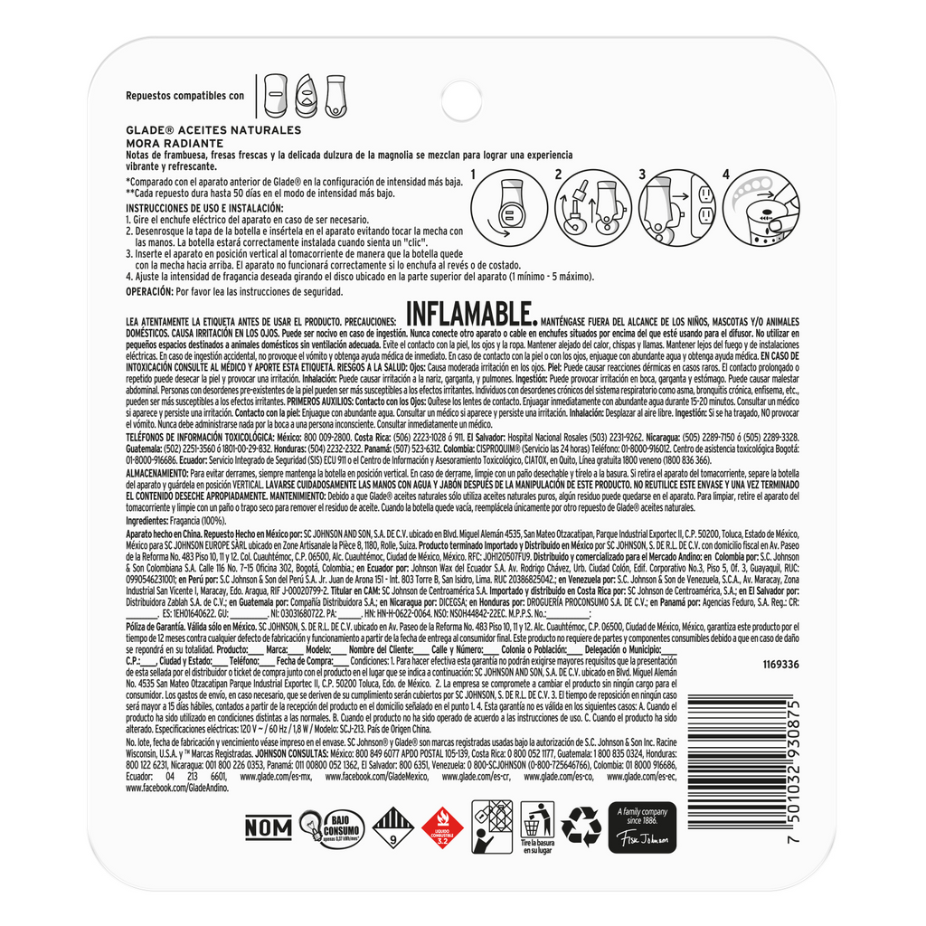 Glade Aromatizante Aceites Naturales Aparato Mora Radiante 21 ml