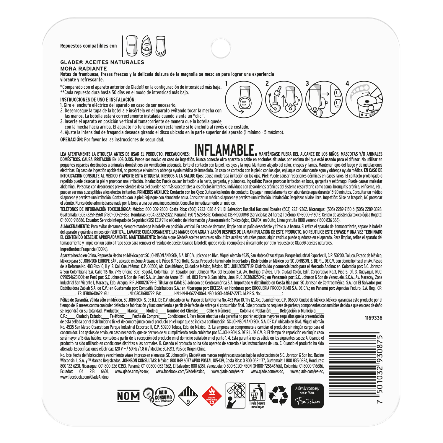 Glade Aromatizante Aceites Naturales Aparato Mora Radiante 21 ml