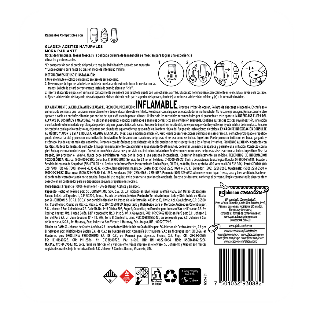 Glade Aceites Naturales 3 Repuestos Mora Radiante 63 mL