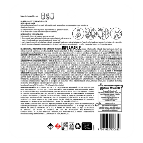 Glade Aceites Naturales 3 Repuestos Mora Radiante 63 mL