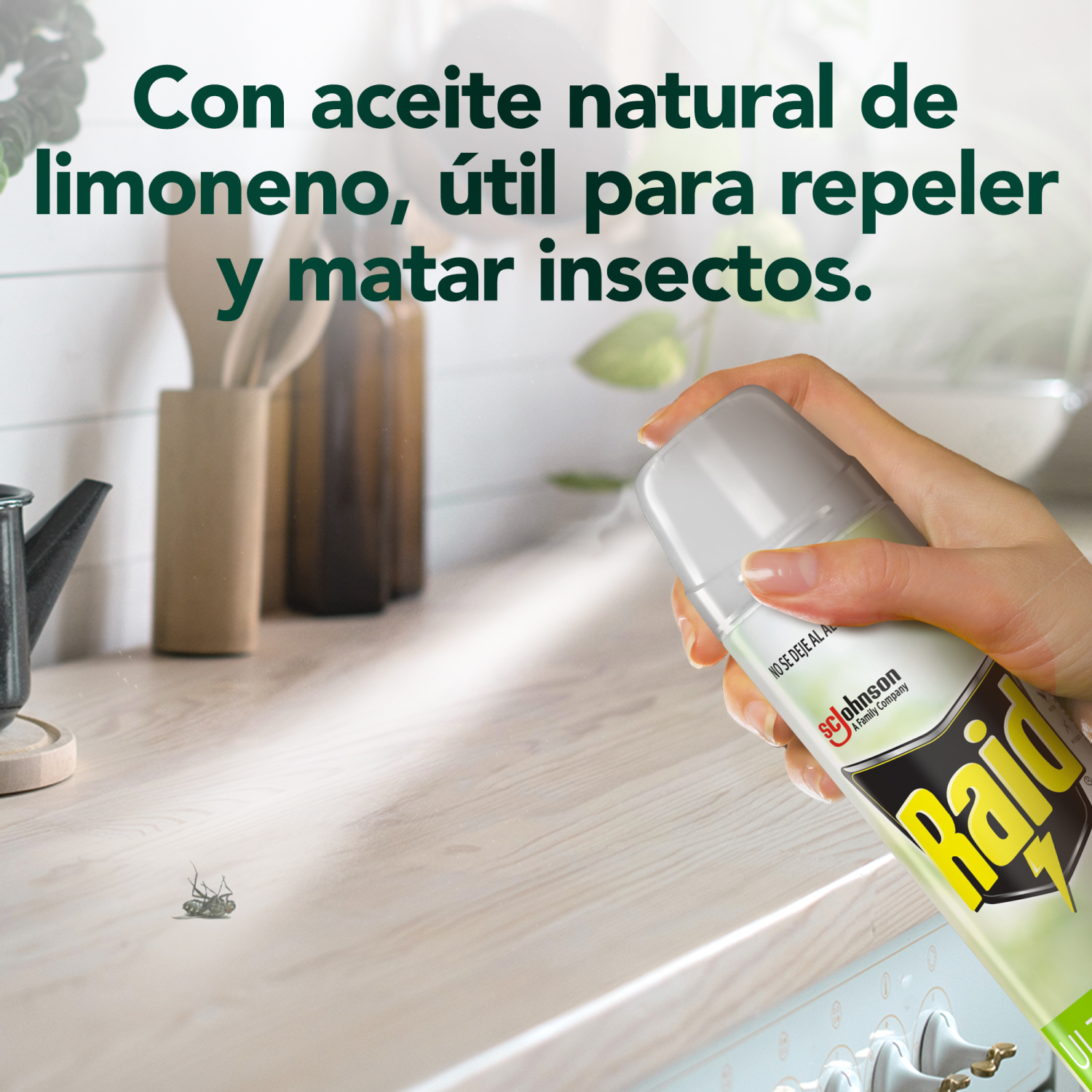 Raid® Insecticida en Aerosol, Protector, Mata Insectos Voladores, Con Aceite Natural de Limoneno, 400ml