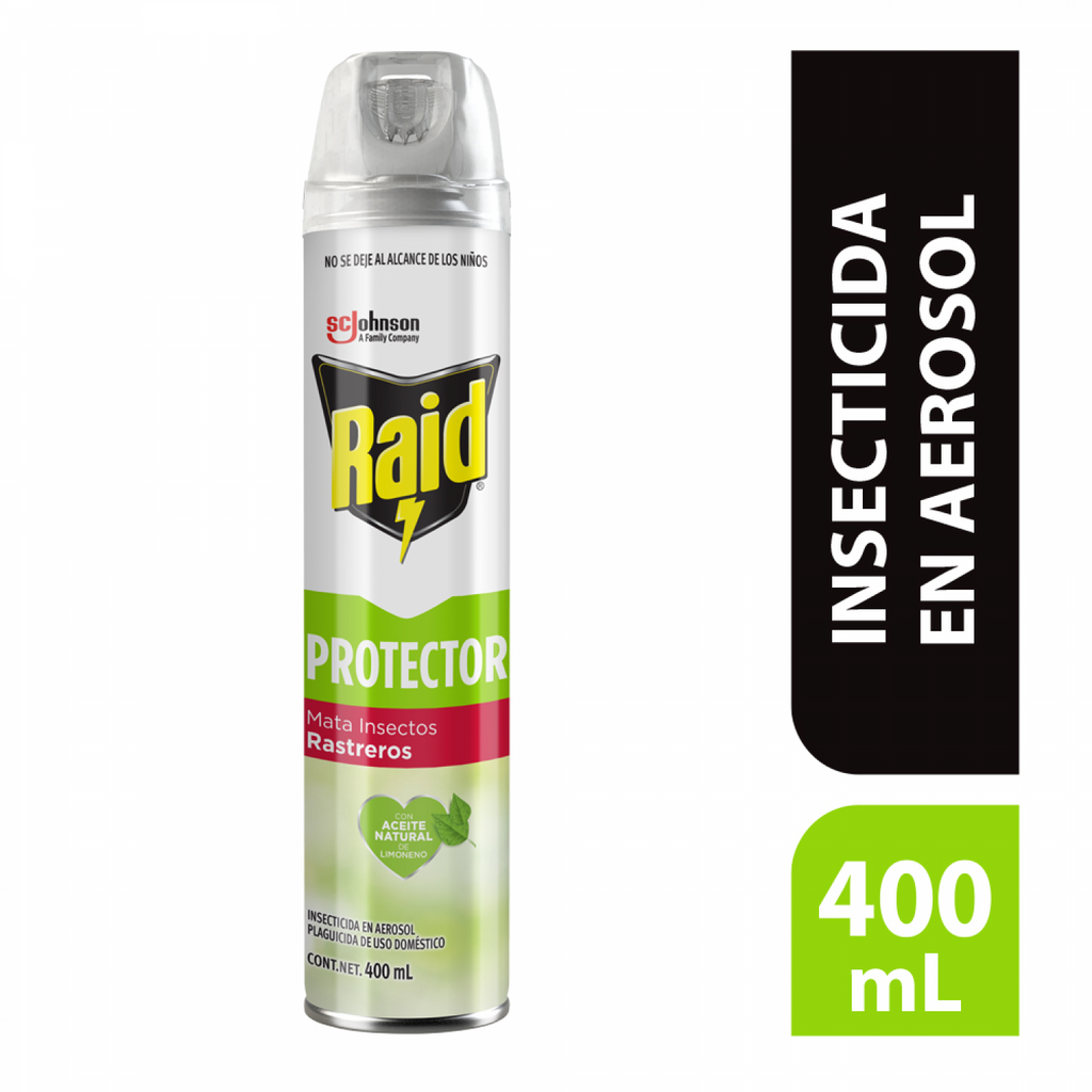 Raid® Insecticida en Aerosol, Protector, Mata Insectos Voladores, Con Aceite Natural de Limoneno, 400ml