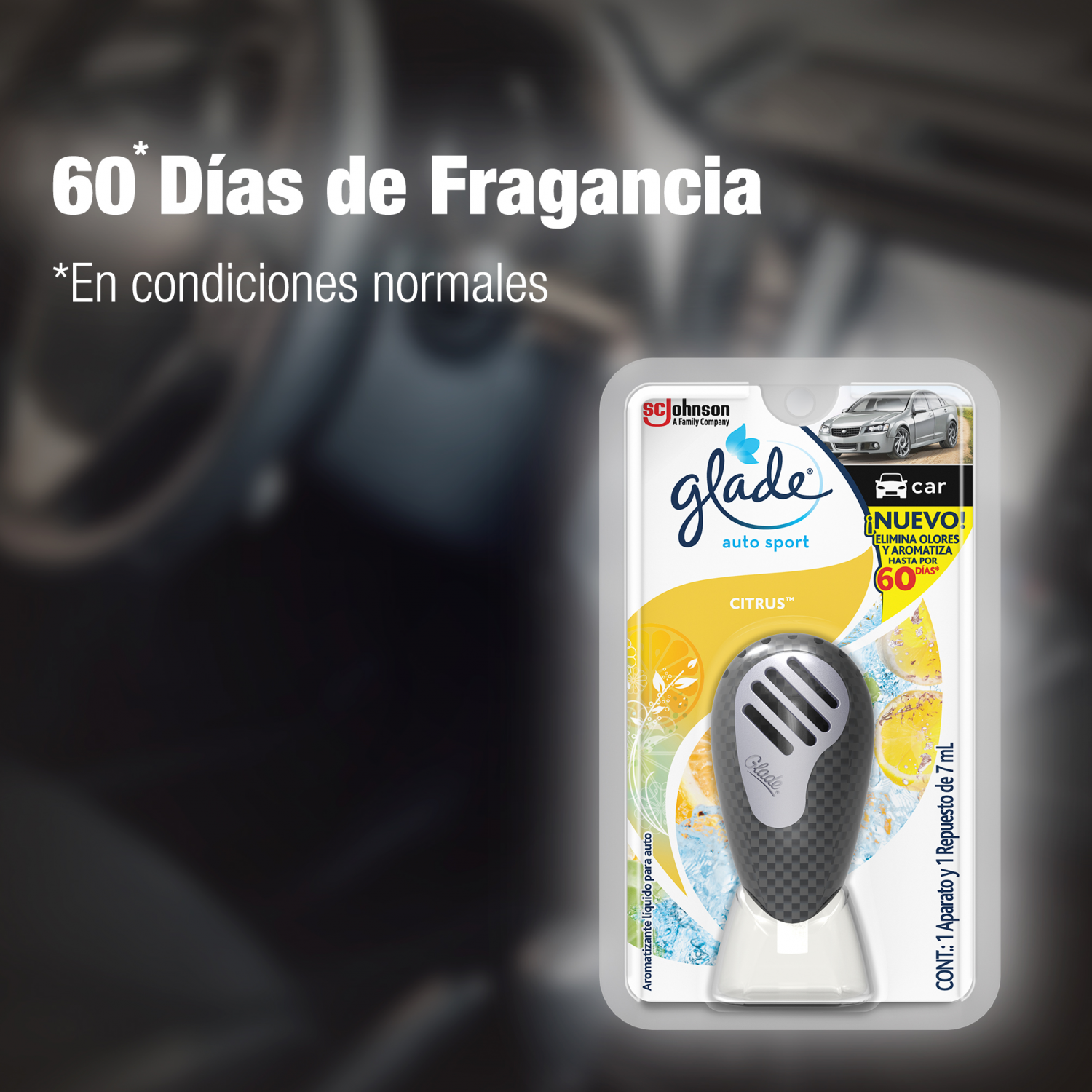 Glade Aromatizante para Carro Auto Sport Aparato Citrus 7ml