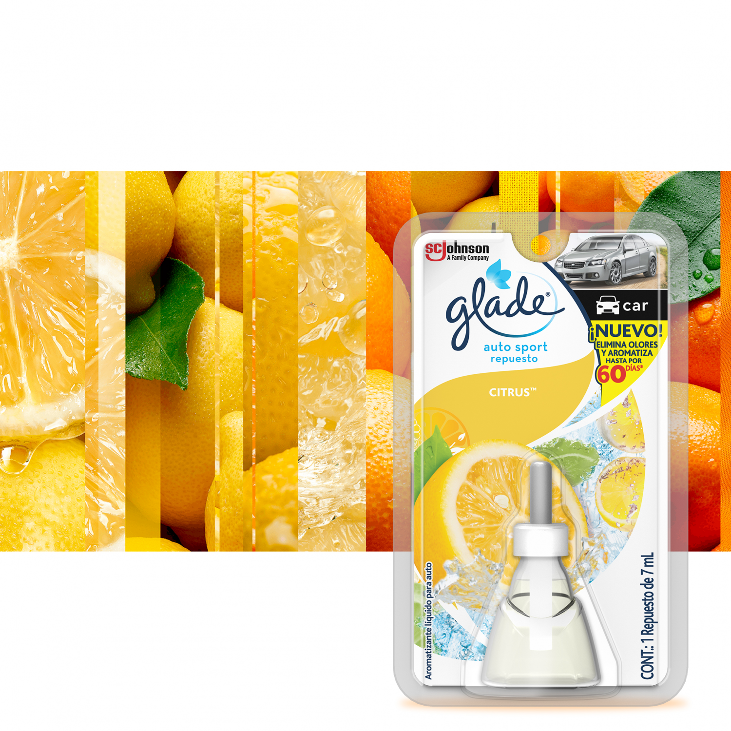 Glade Aromatizante para Carro Auto Sport Repuesto Citrus 7ml