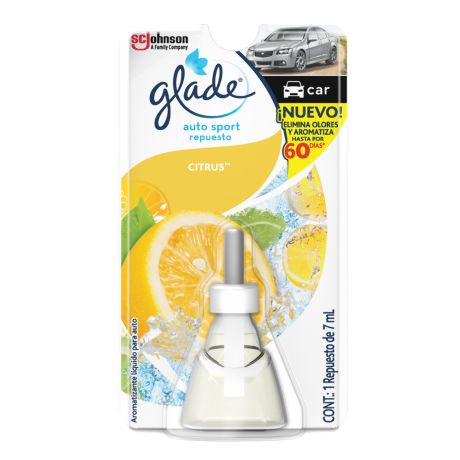 Glade Aromatizante para Carro Auto Sport Repuesto Citrus 7ml