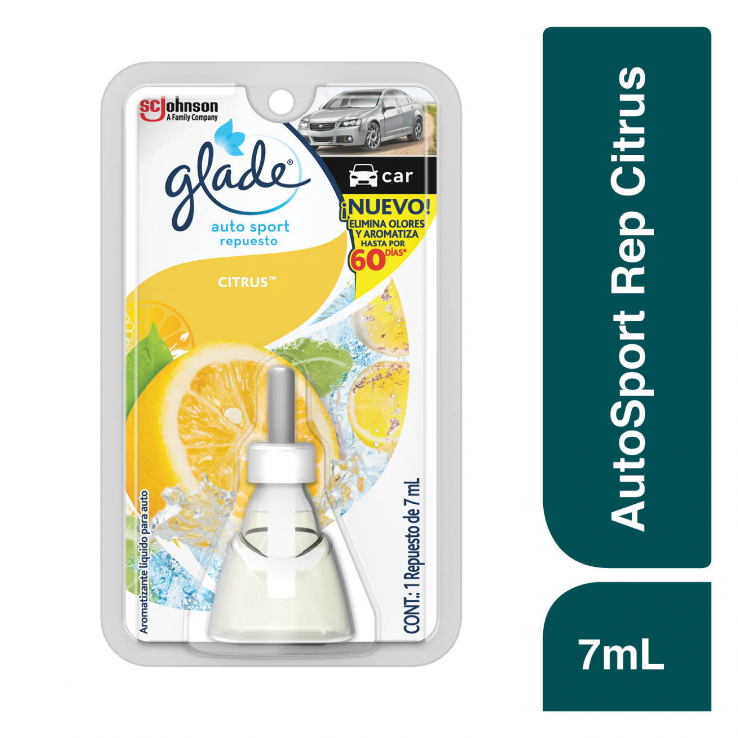 Glade Aromatizante para Carro Auto Sport Repuesto Citrus 7ml