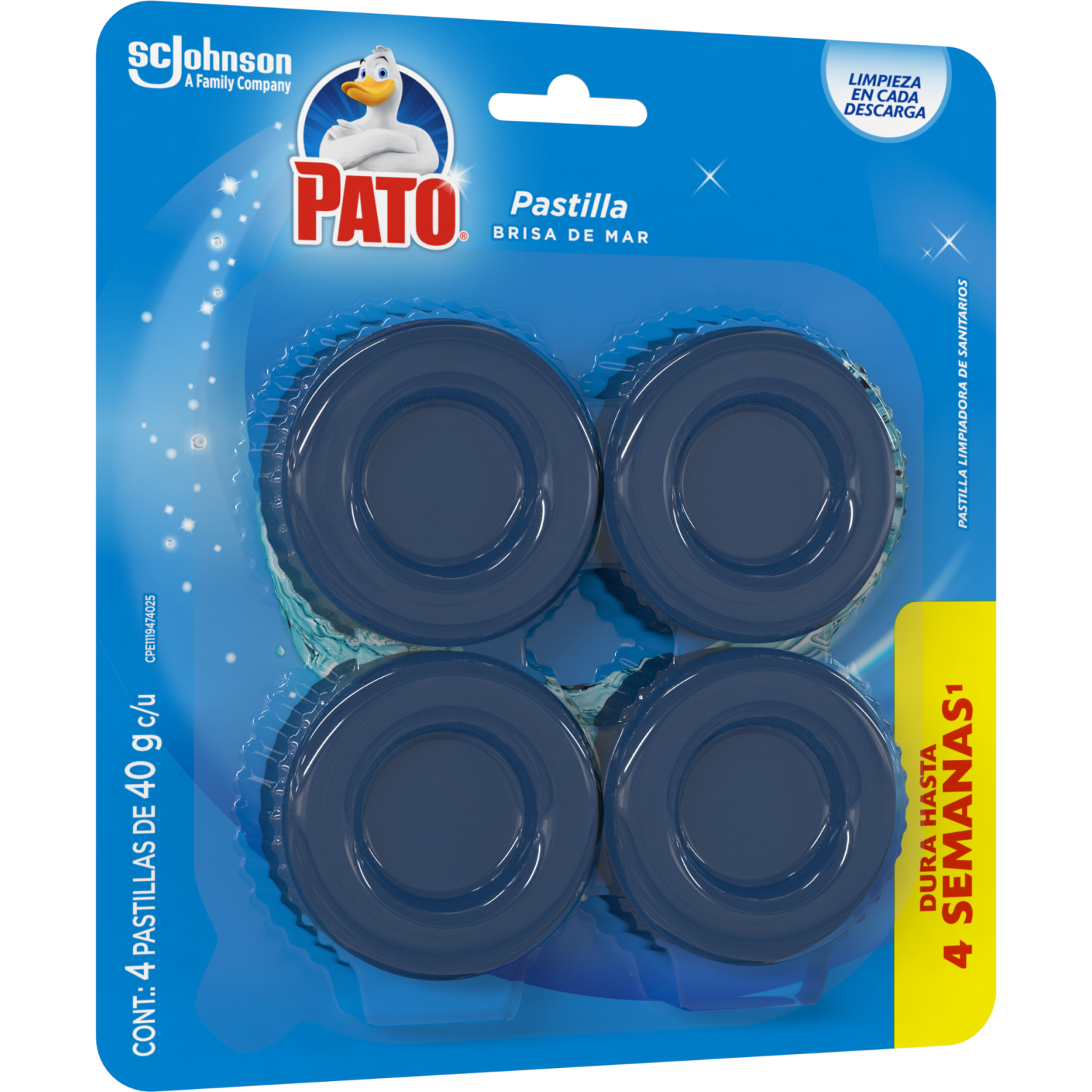 Pastilla Para Baño Pato Azul 4 pzas de 40 g c/u