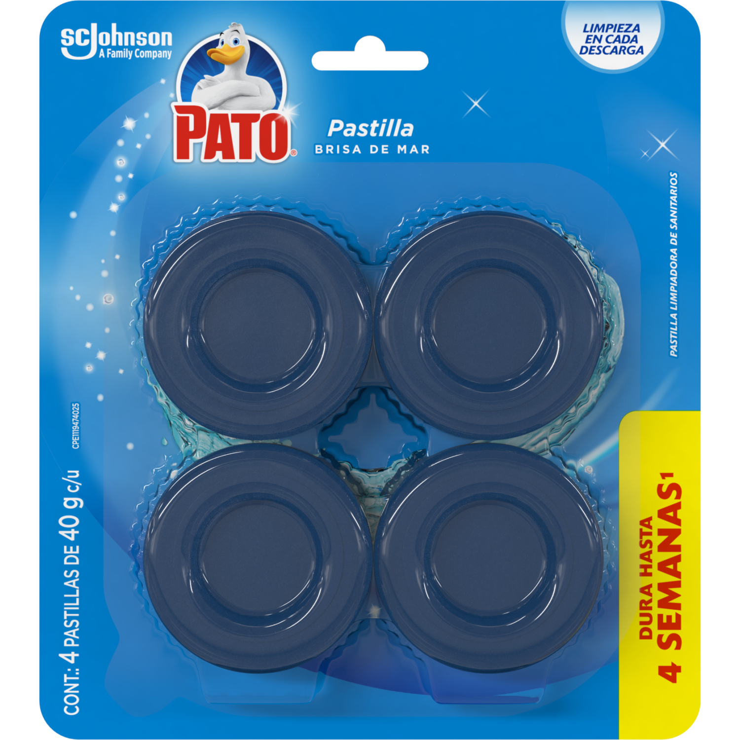 Pastilla Para Baño Pato Azul 4 pzas de 40 g c/u
