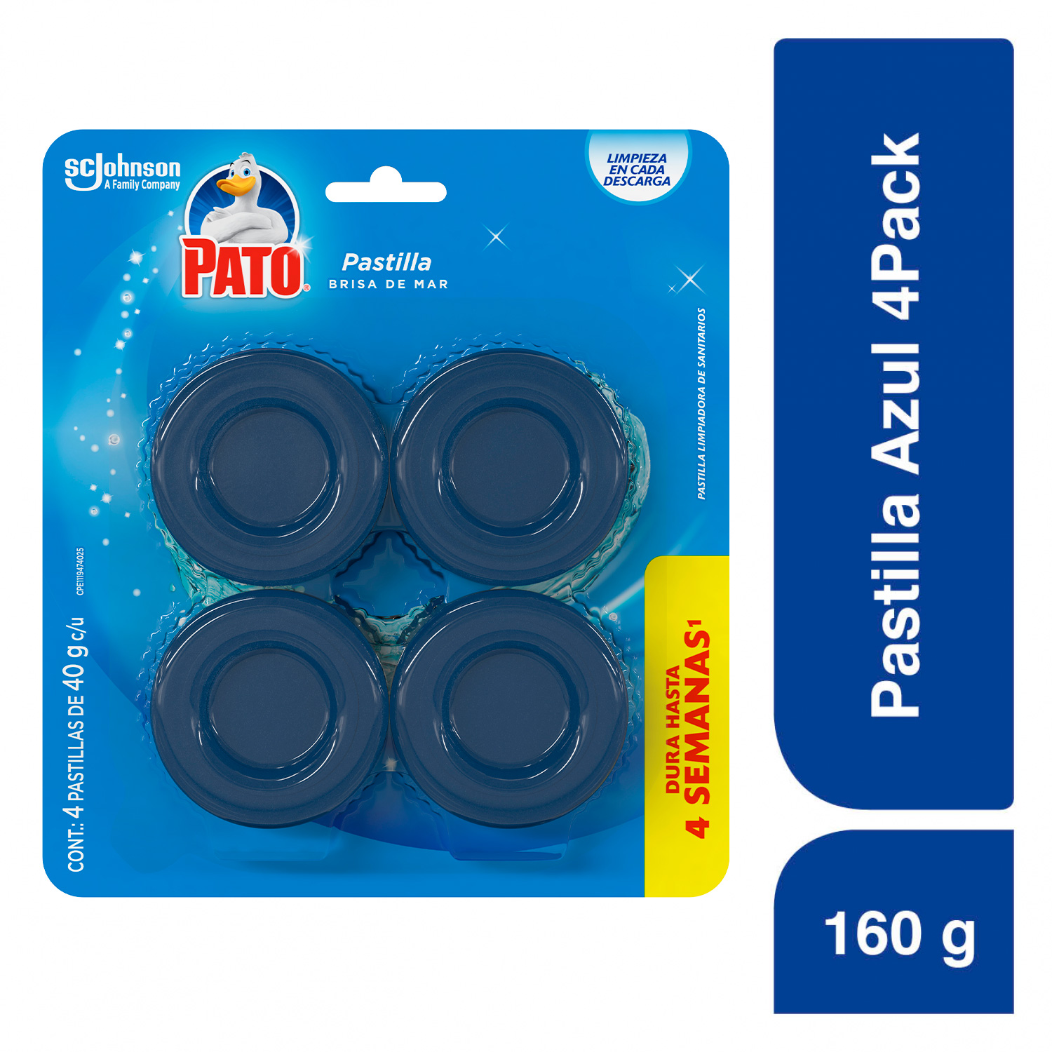 Pastilla Para Baño Pato Azul 4 pzas de 40 g c/u