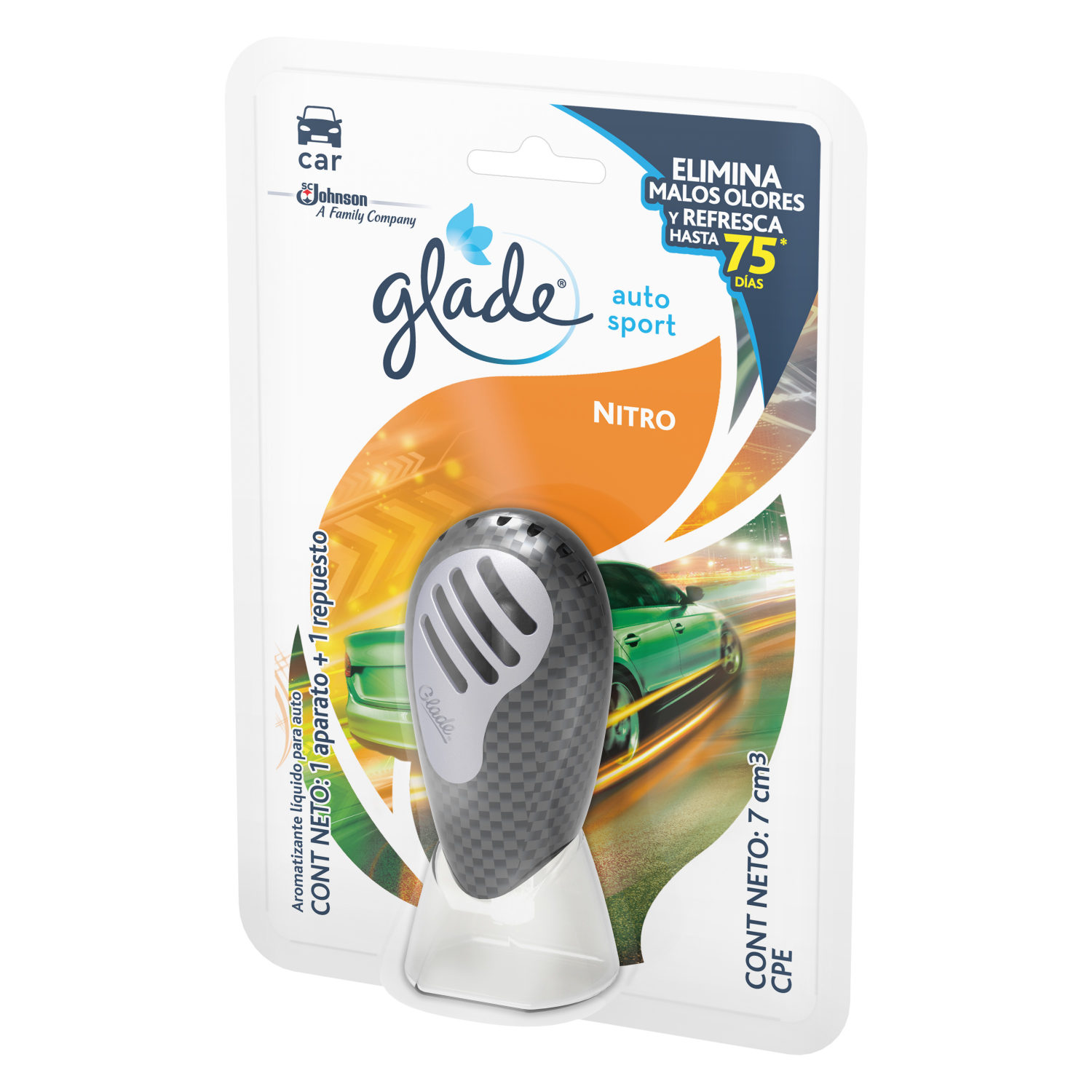 Glade Aromatizante para Carro Auto Sport Aparato Nitro 7ml