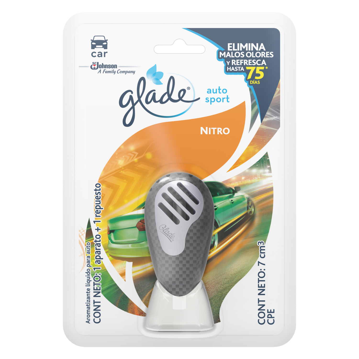 Glade Aromatizante para Carro Auto Sport Aparato Nitro 7ml