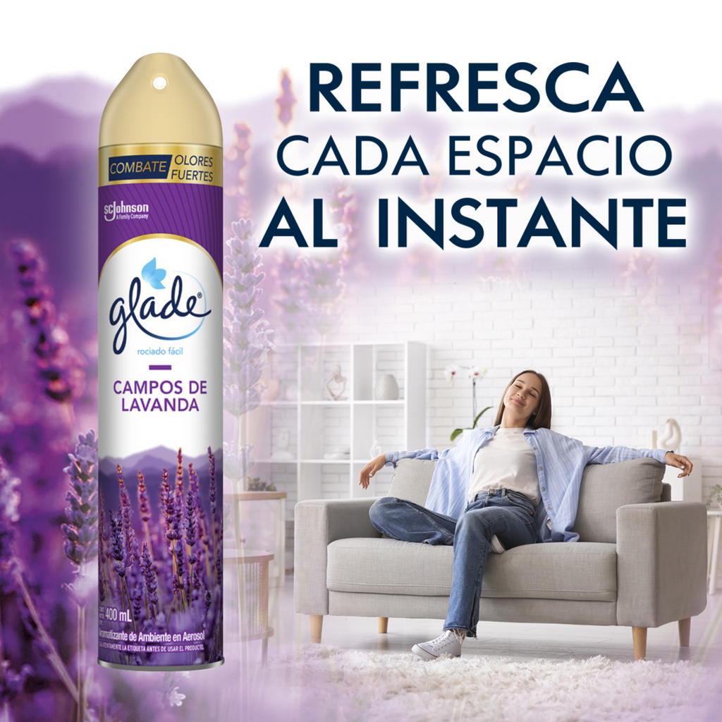 Glade Aromatizante Aerosol Campos de lavanda , 400ml