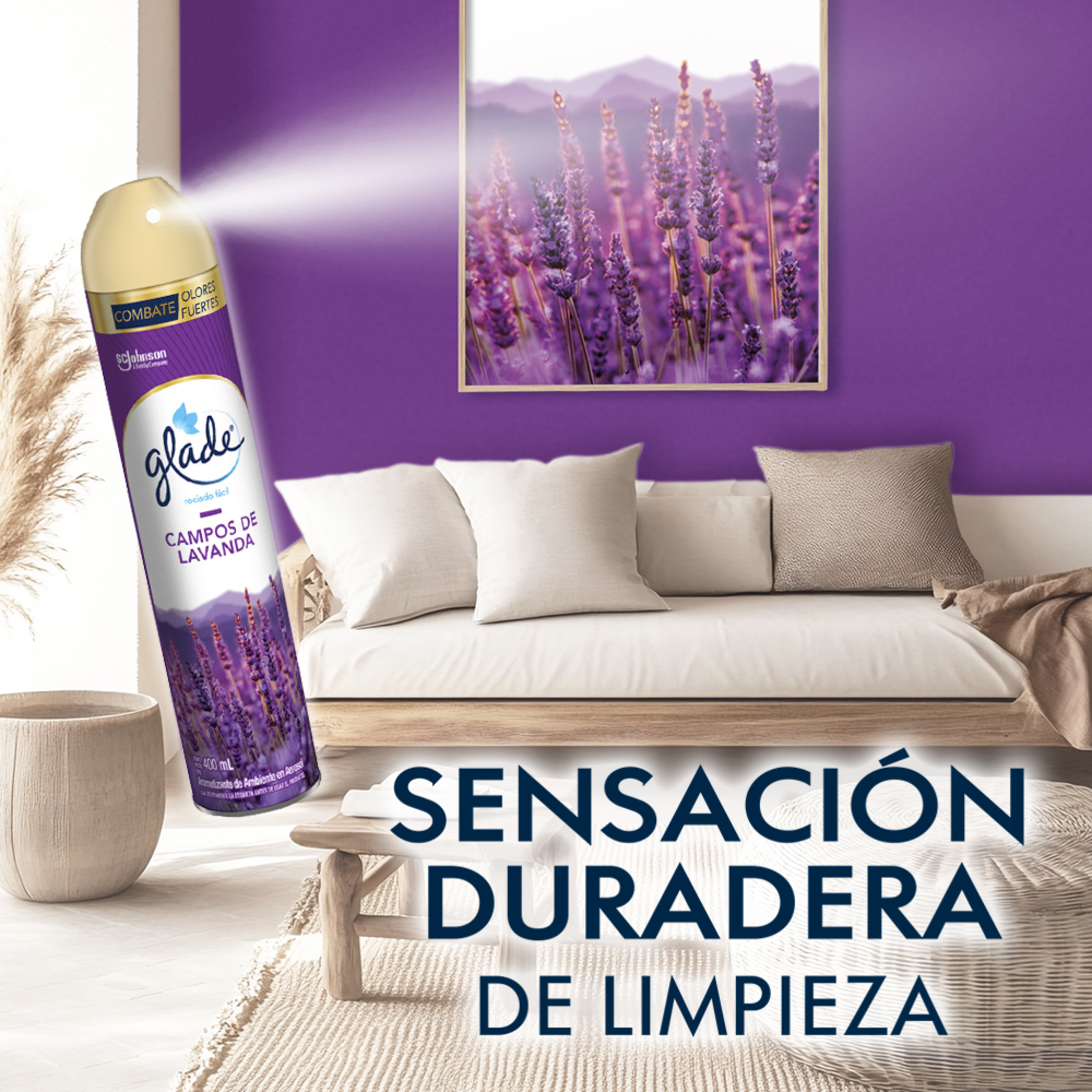Glade Aromatizante Aerosol Campos de lavanda , 400ml