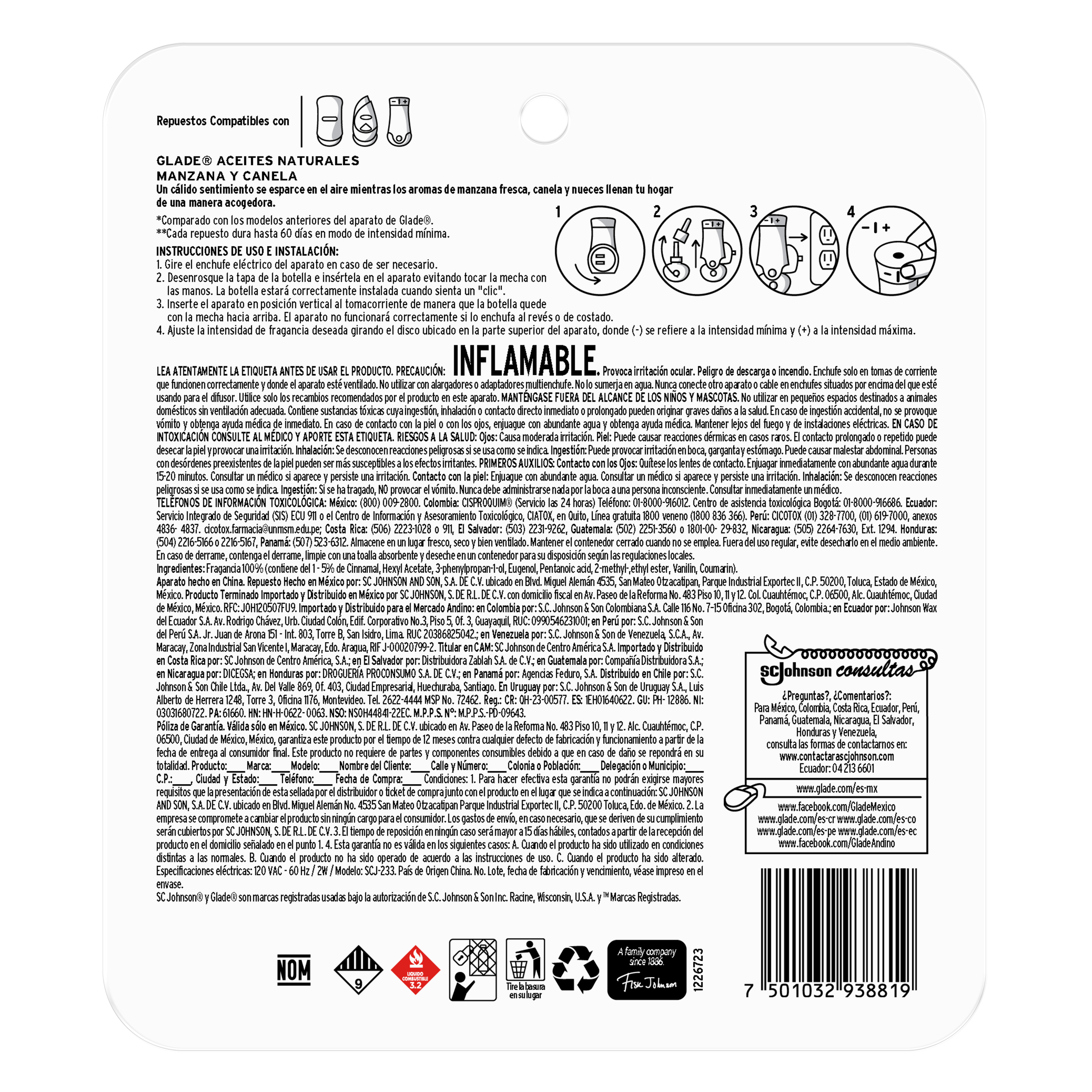 Glade Aceites Naturales Aparato Manzana Canela 21 mL