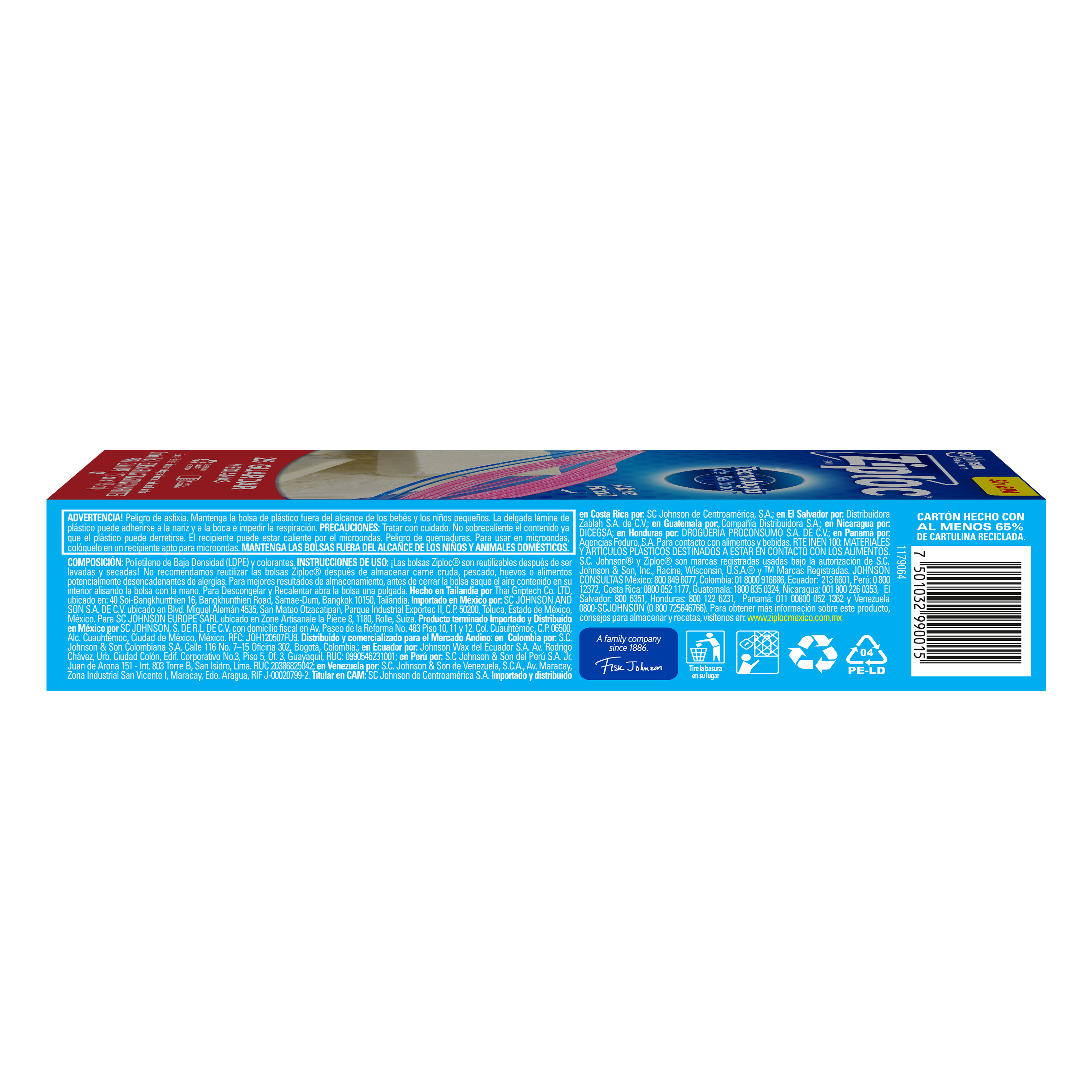 Ziploc Bolsa Reutilizable para Guardar Medianas 25 piezas