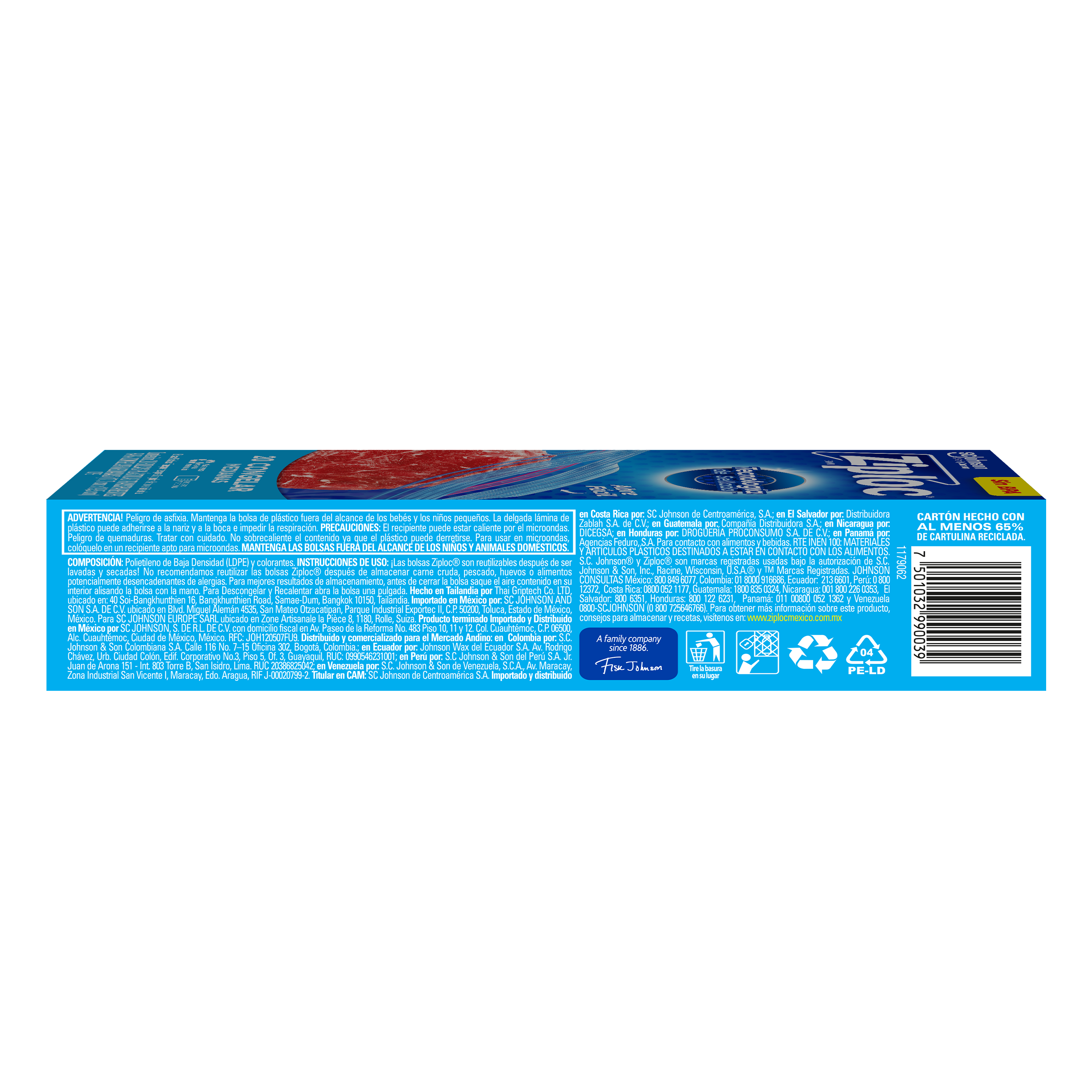 Ziploc Bolsa Reutilizable para Guardar Grande 20 piezas