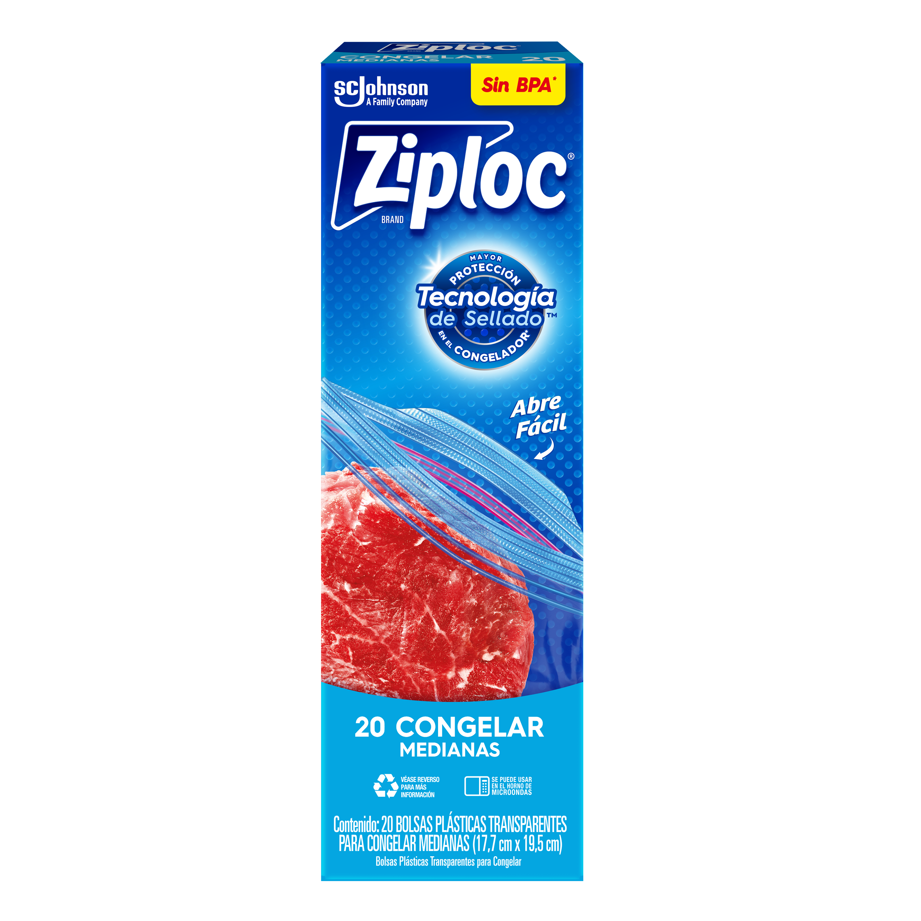 Ziploc Bolsa Reutilizable para Congelar Medianas 20 piezas