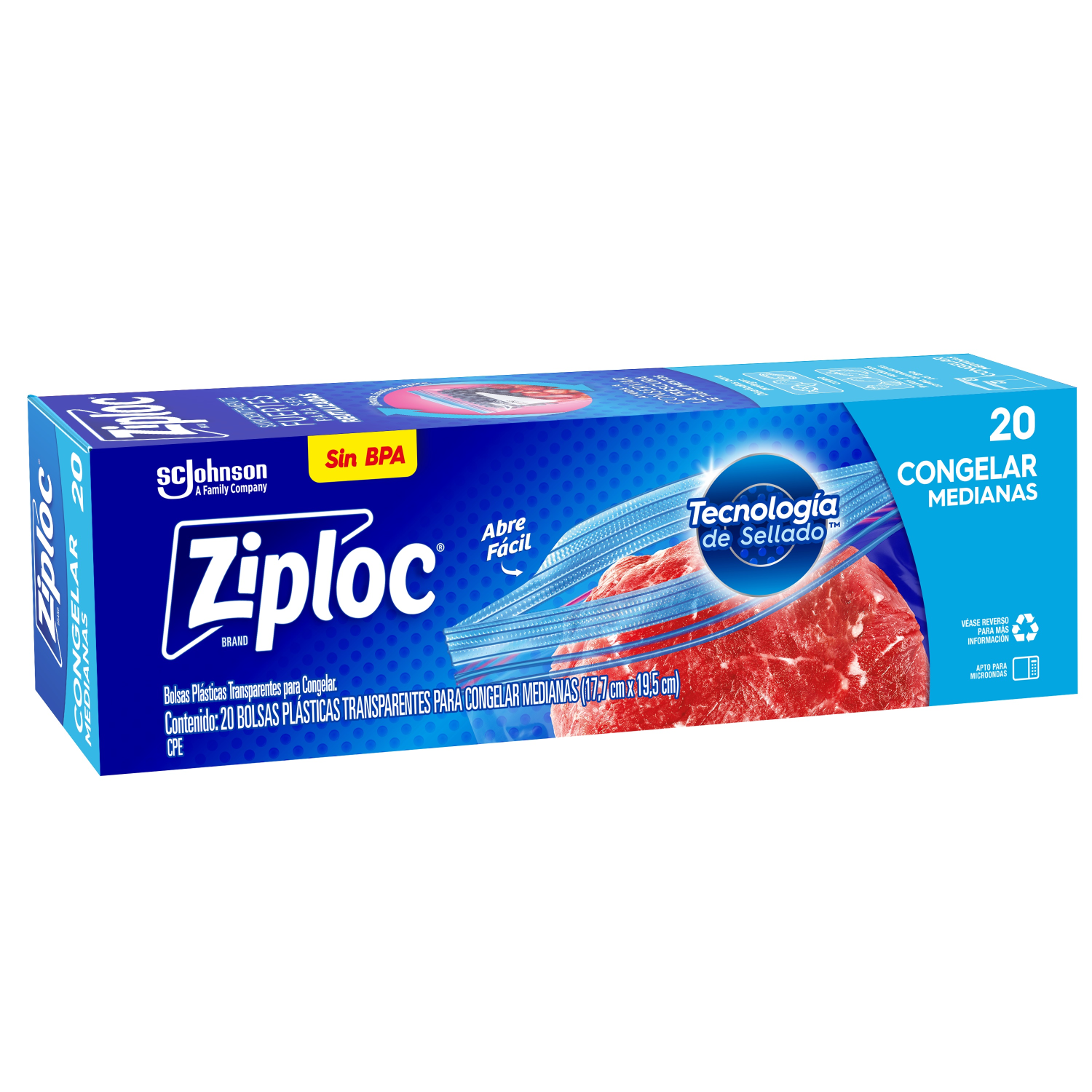 Ziploc Bolsa Reutilizable para Congelar Medianas 20 piezas