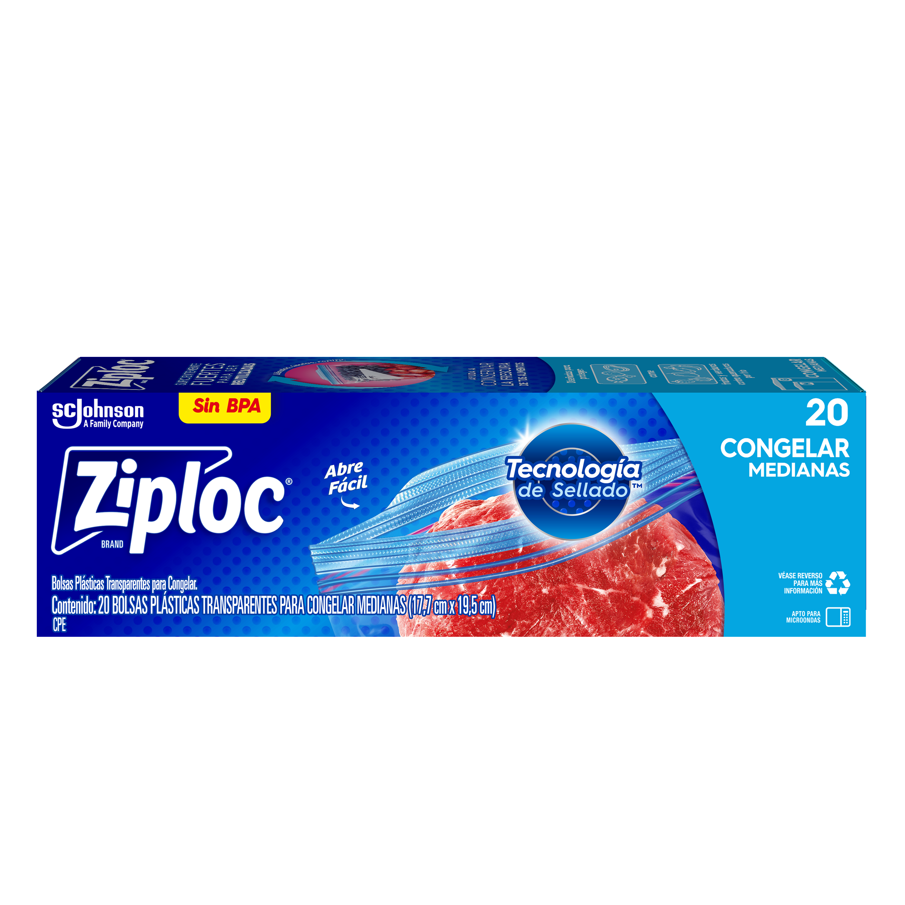 Ziploc Bolsa Reutilizable para Congelar Medianas 20 piezas