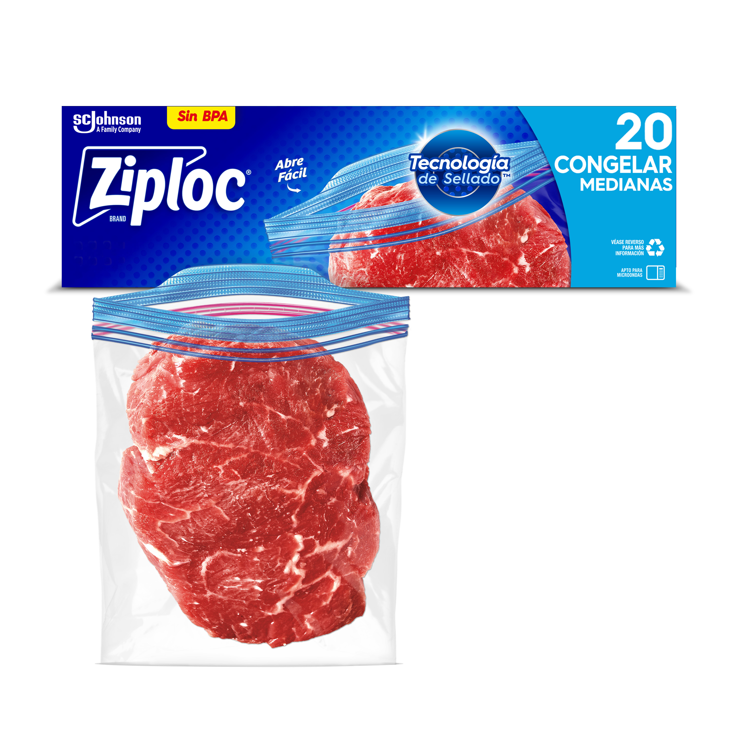Ziploc Bolsa Reutilizable para Congelar Medianas 20 piezas