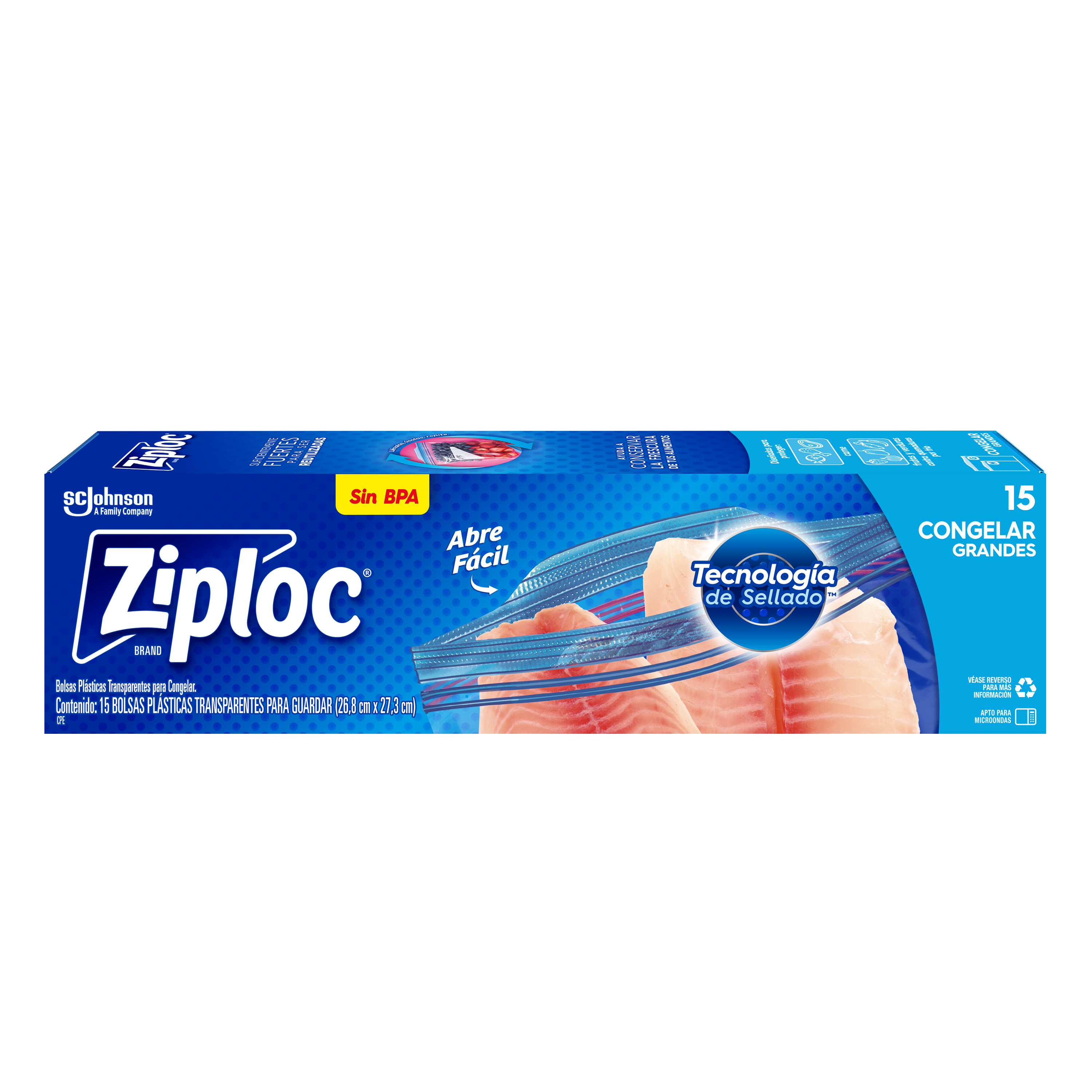 Ziploc Bolsa Reutilizable para Congelar Grandes 15 piezas
