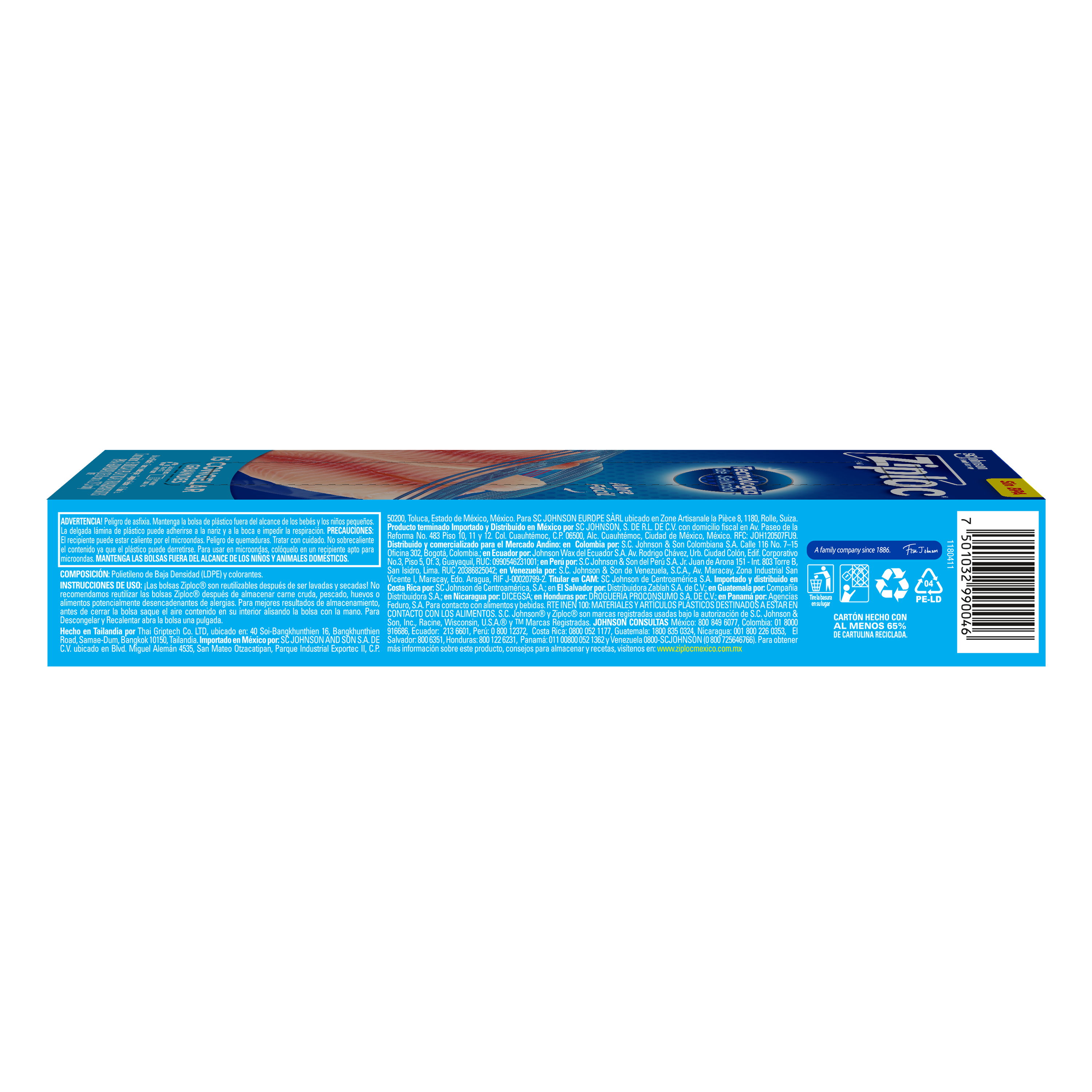 Ziploc Bolsa Reutilizable para Congelar Grandes 15 piezas