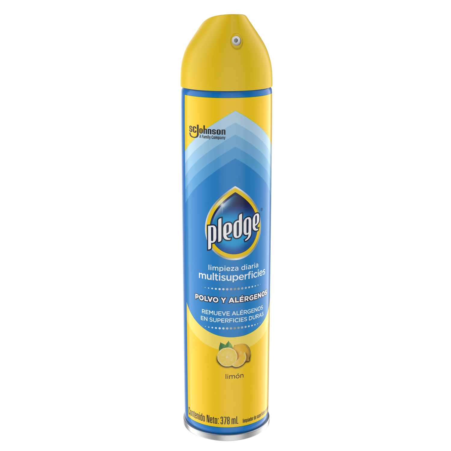 Pledge Limpiador Multisuperficies Polvo y Alérgenos en Aerosol Limón 378 mL