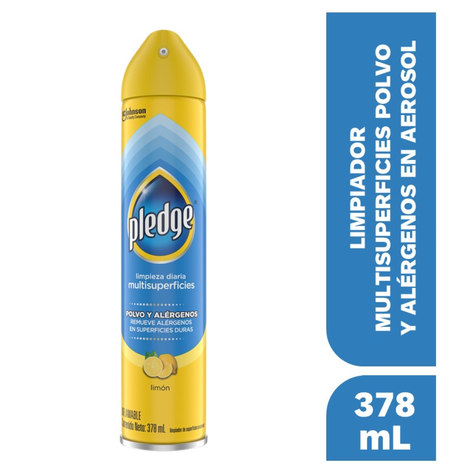Pledge Limpiador Multisuperficies Polvo y Alérgenos en Aerosol Limón 378 mL