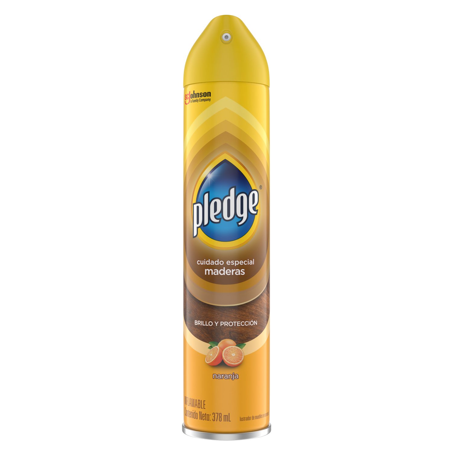Pledge Lustrador de Muebles de Madera en Aerosol Naranja 378 mL