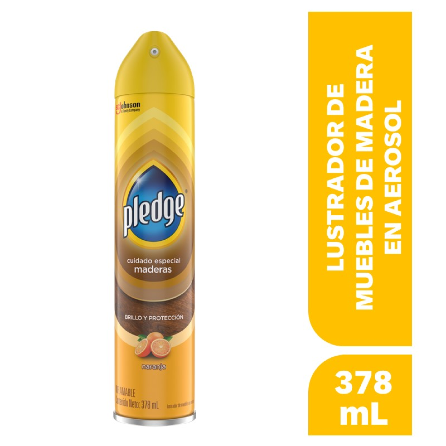 Pledge Lustrador de Muebles de Madera en Aerosol Naranja 378 mL