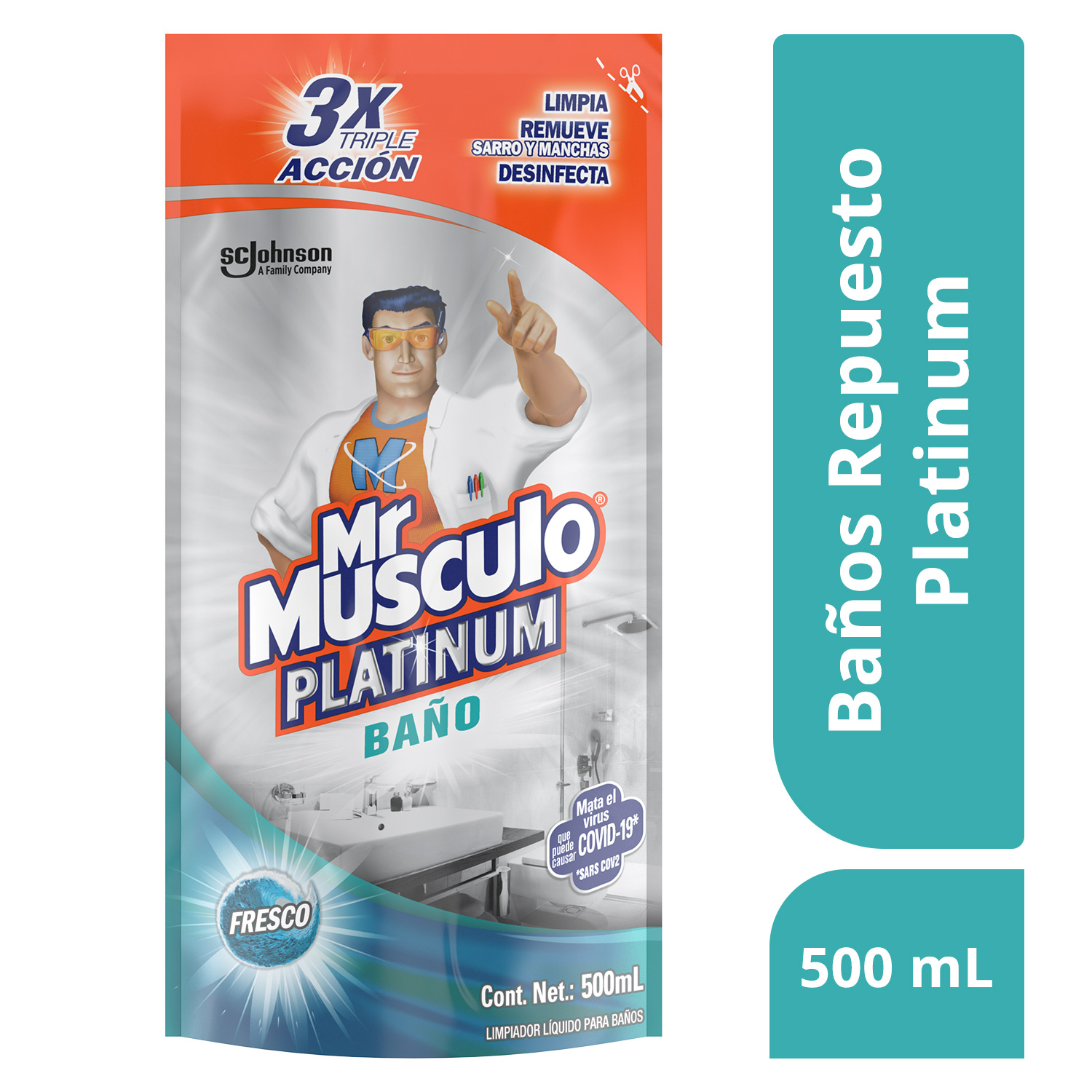 Mr. Músculo Platinum, Baño, Repuesto 500mL