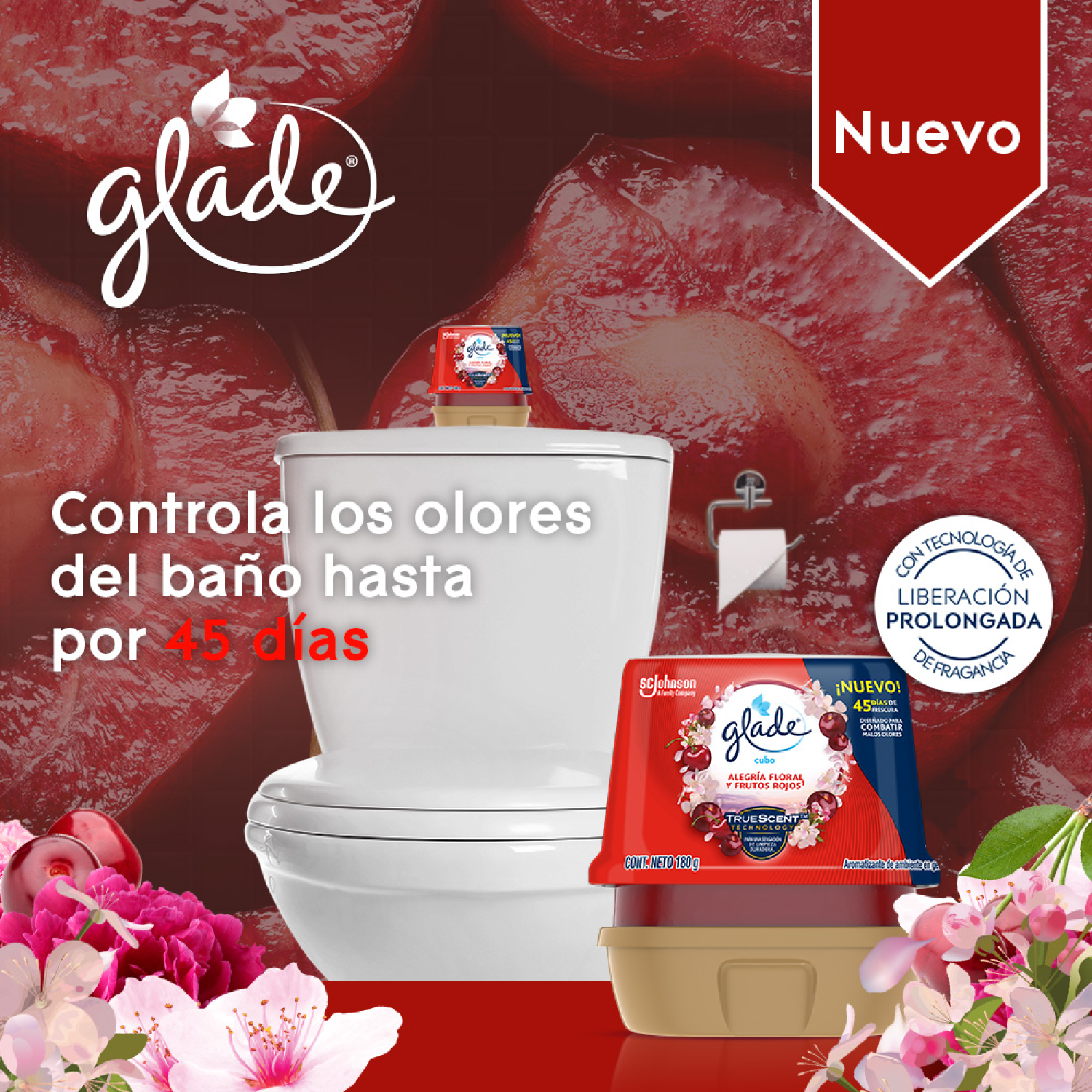 Glade Aromatizante de ambiente en gel Alegria Floral y Frutos Rojos 180g