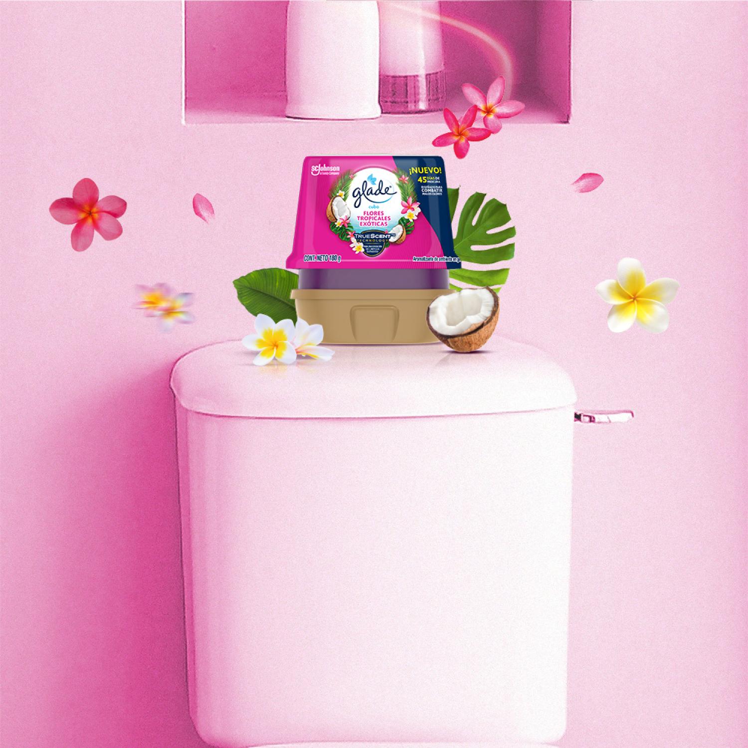 Glade Aromatizante de ambiente en gel Flores Tropicales 180g