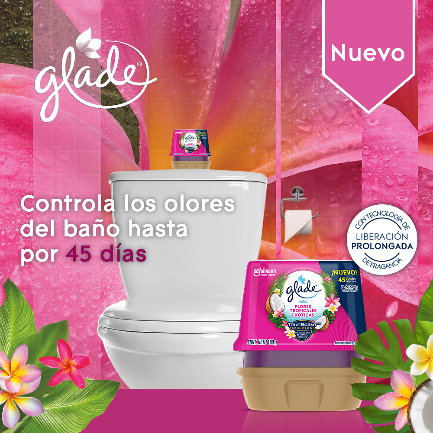 Glade Aromatizante de ambiente en gel Flores Tropicales 180g