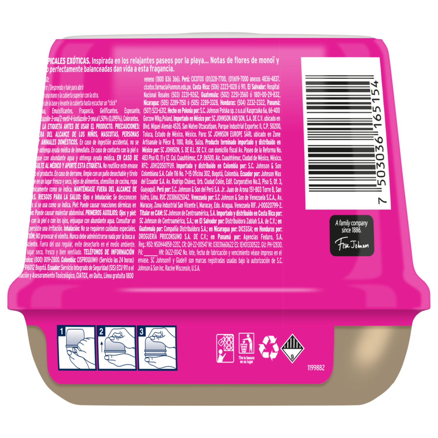 Glade Aromatizante de ambiente en gel Flores Tropicales 180g