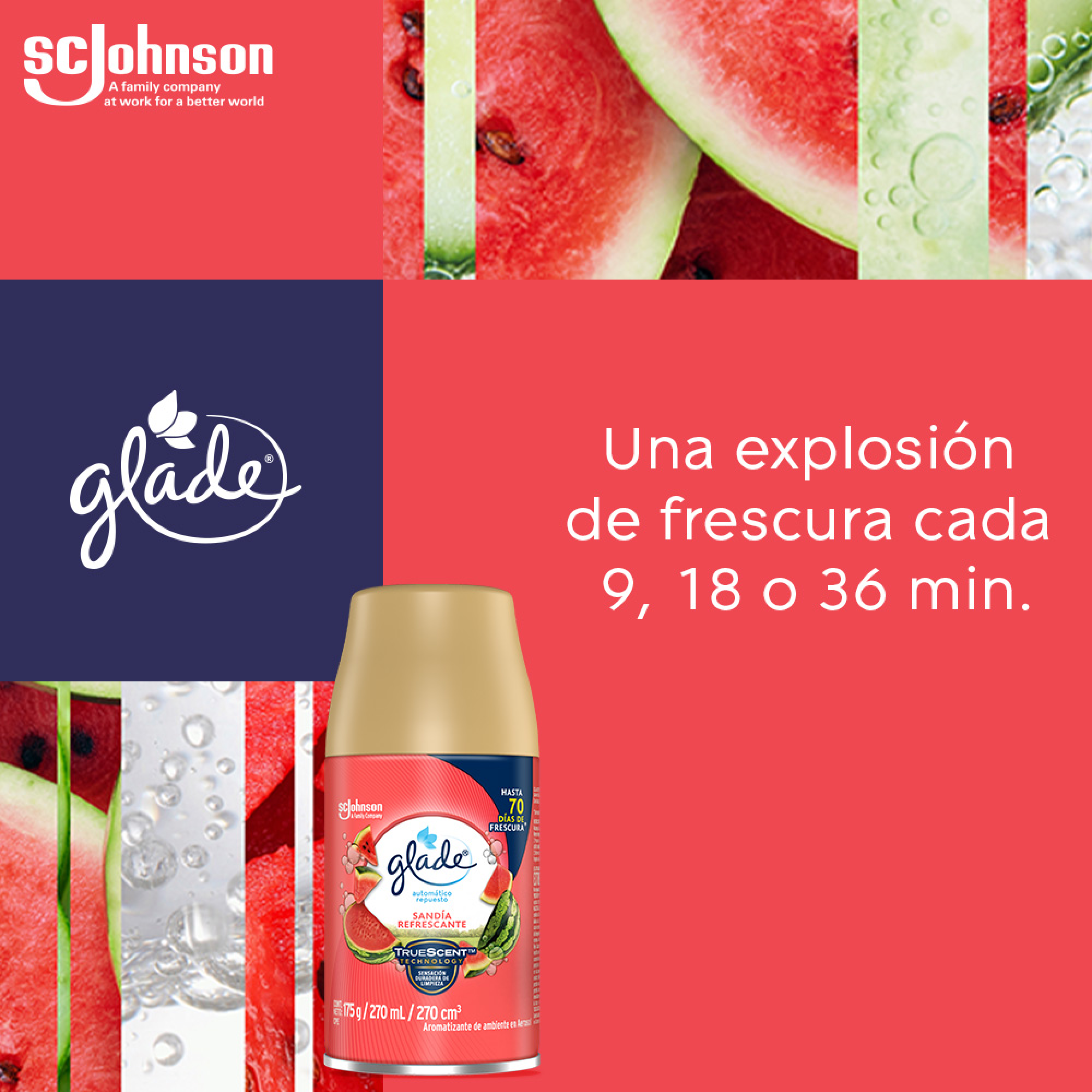 Aromatizante Automático Repuesto Glade Sandía Refrescante 175 g