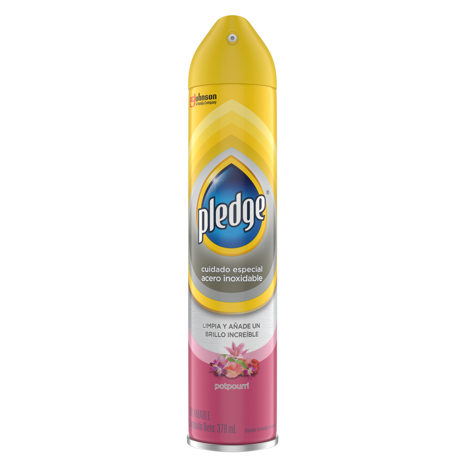 Pledge Lustrador de Muebles de Acero Inoxidable en Aerosol Potpurri 378 mL