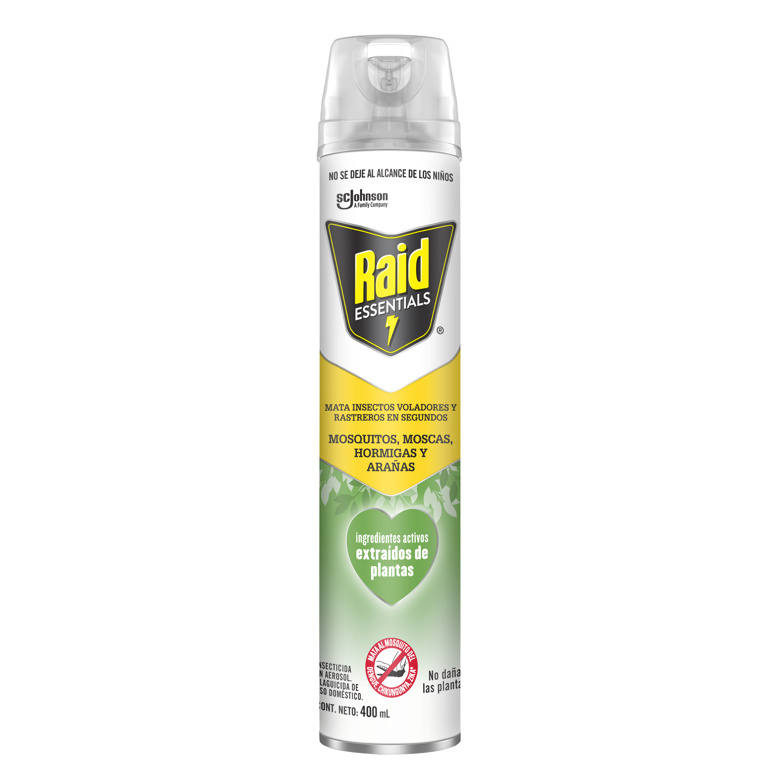 Mata Insectos Voladores y Rastreros, Raid Essentials 400 ML, Insecticida en Aerosol