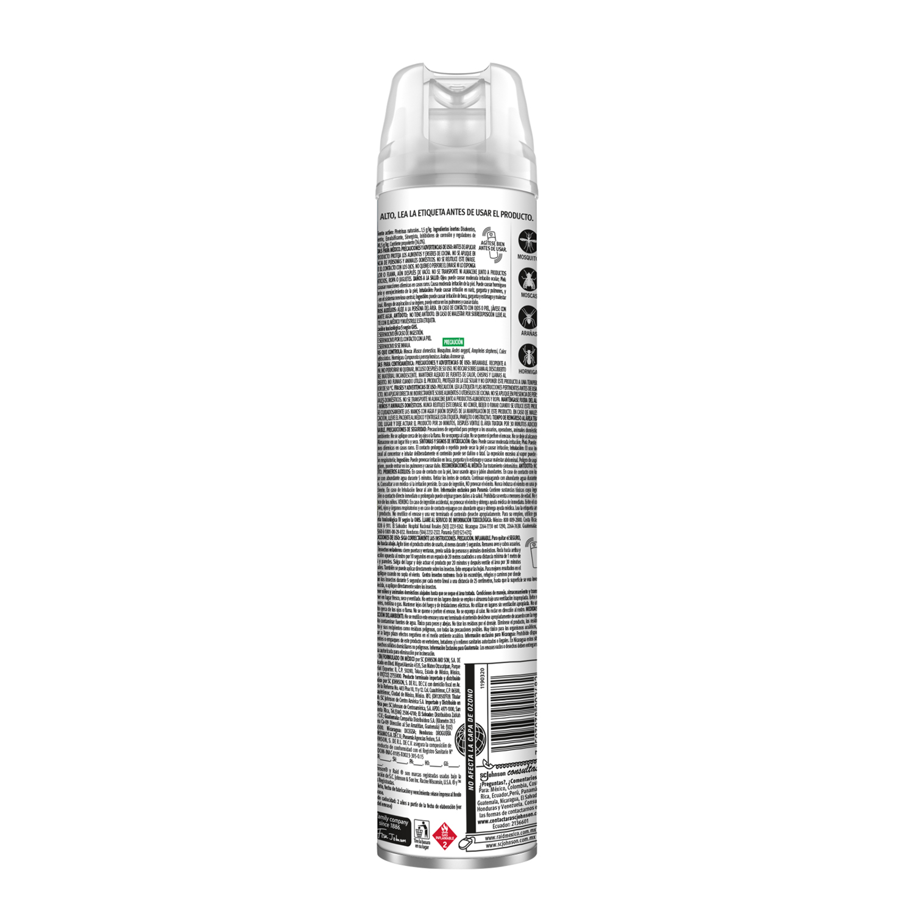 Mata Insectos Voladores y Rastreros, Raid Essentials 400 ML, Insecticida en Aerosol