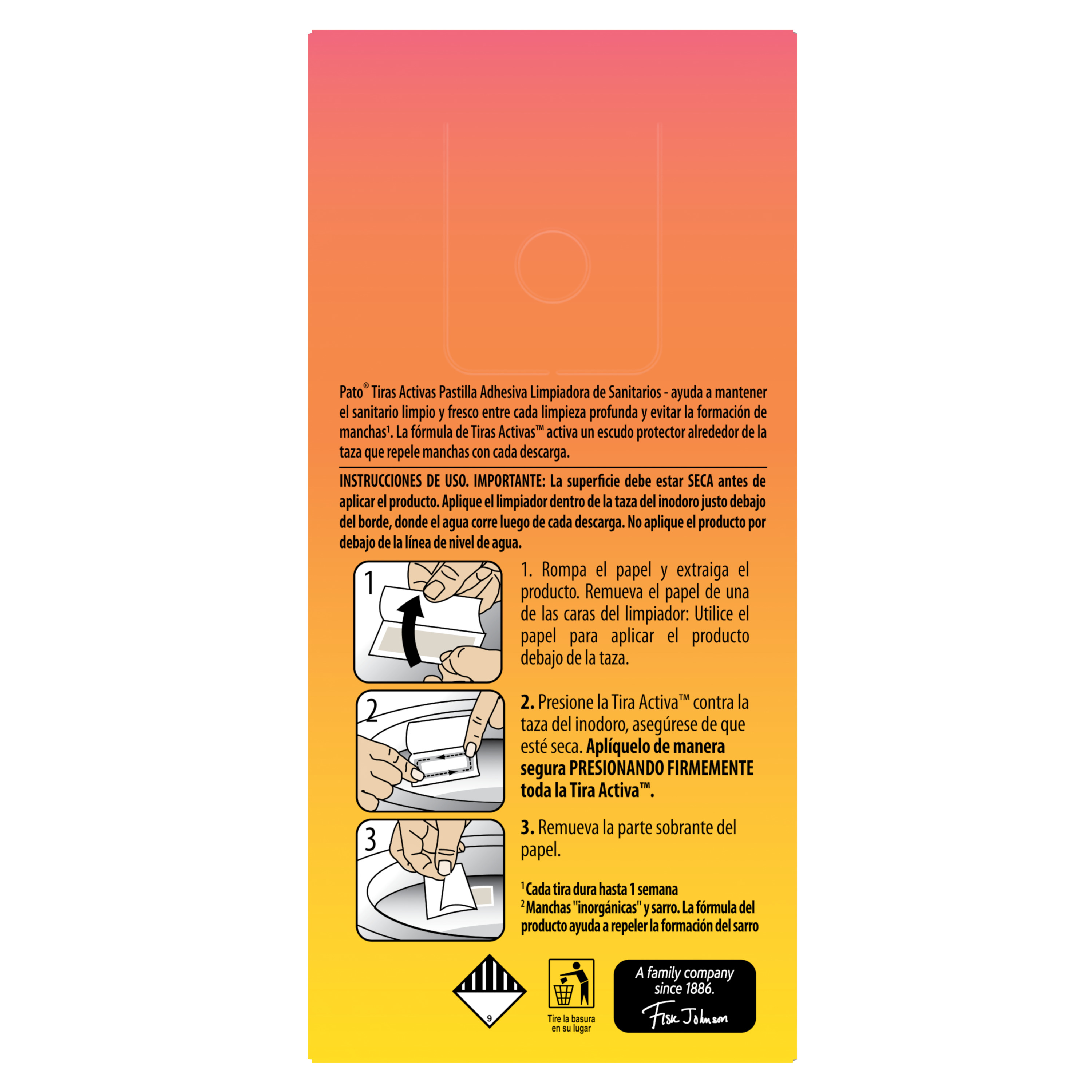 Pato® Tiras Activas Sunny Summer Vibes, Pastillas adhesivas para Sanitario, 3 unidades