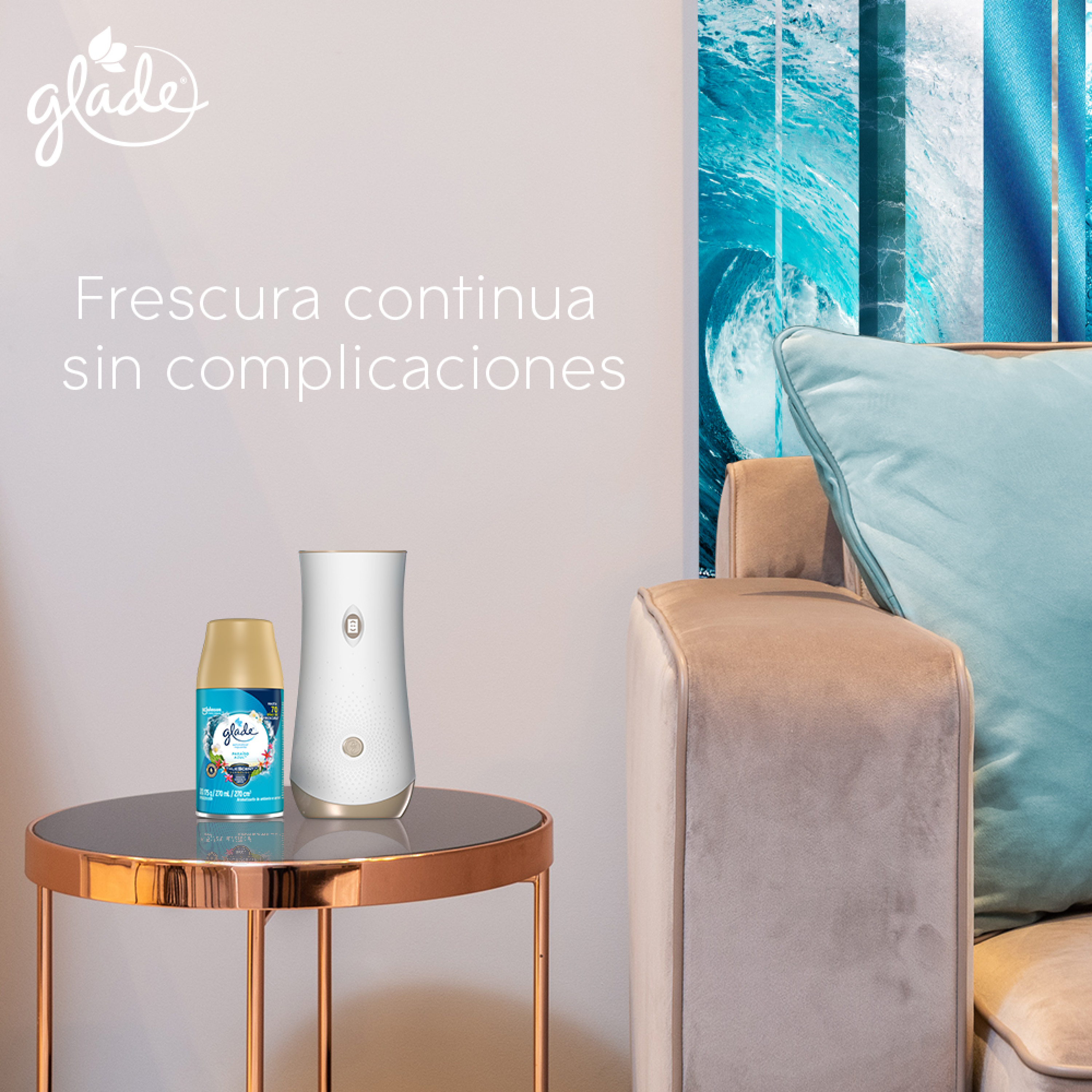 Glade Aromatizante Automático en Aerosol Paraíso Azul 175 g Aparato y Repuesto