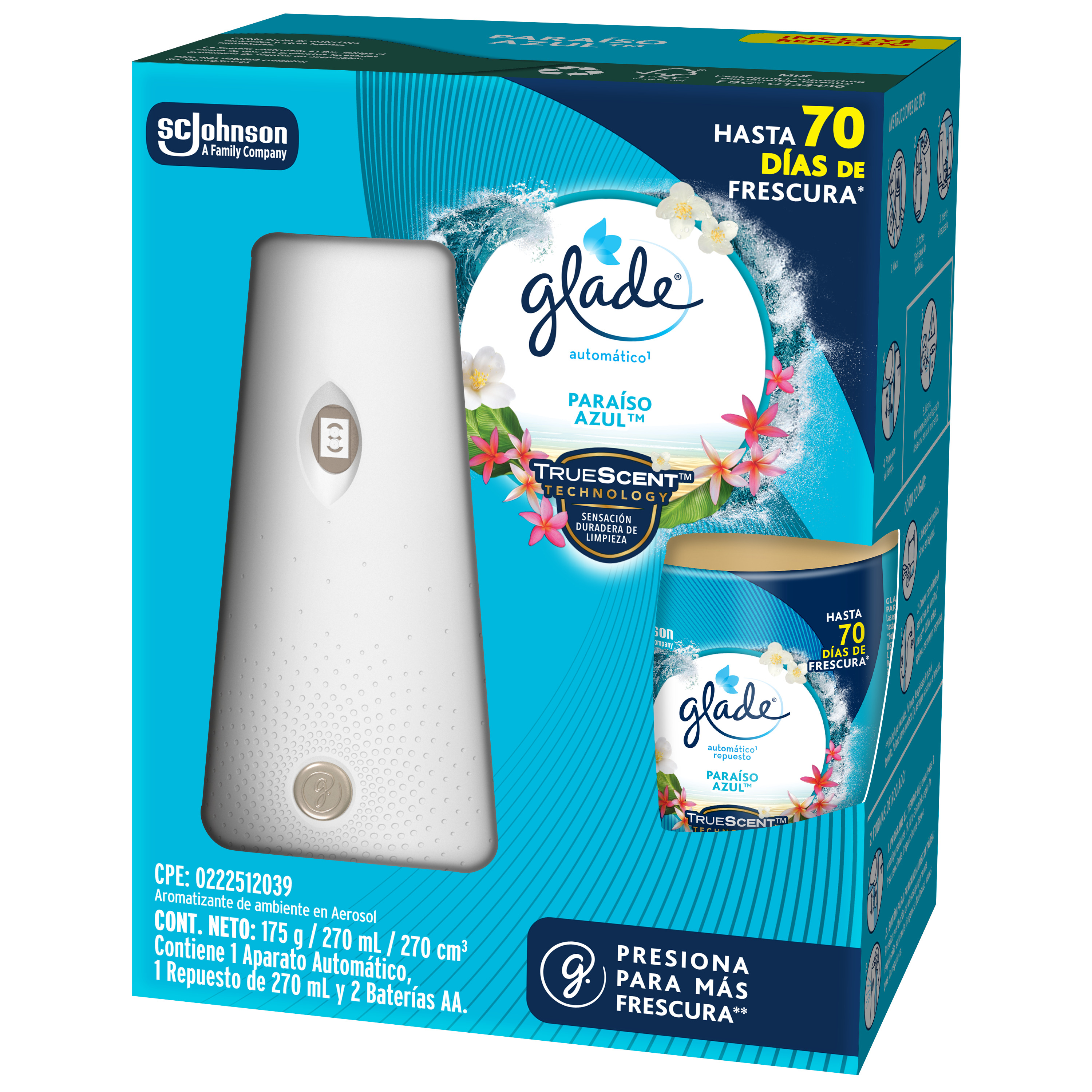 Glade Aromatizante Automático en Aerosol Paraíso Azul 175 g Aparato y Repuesto