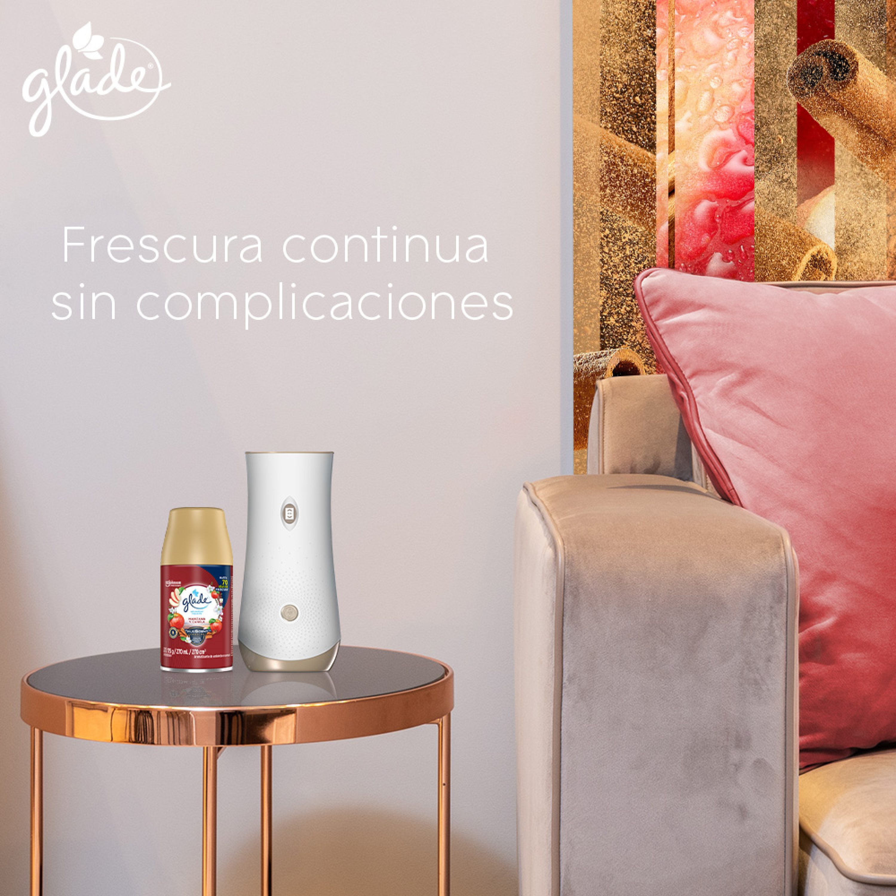 Glade Aromatizante Automático en Aerosol Manzana y Canela 175 g Aparato y Repuesto