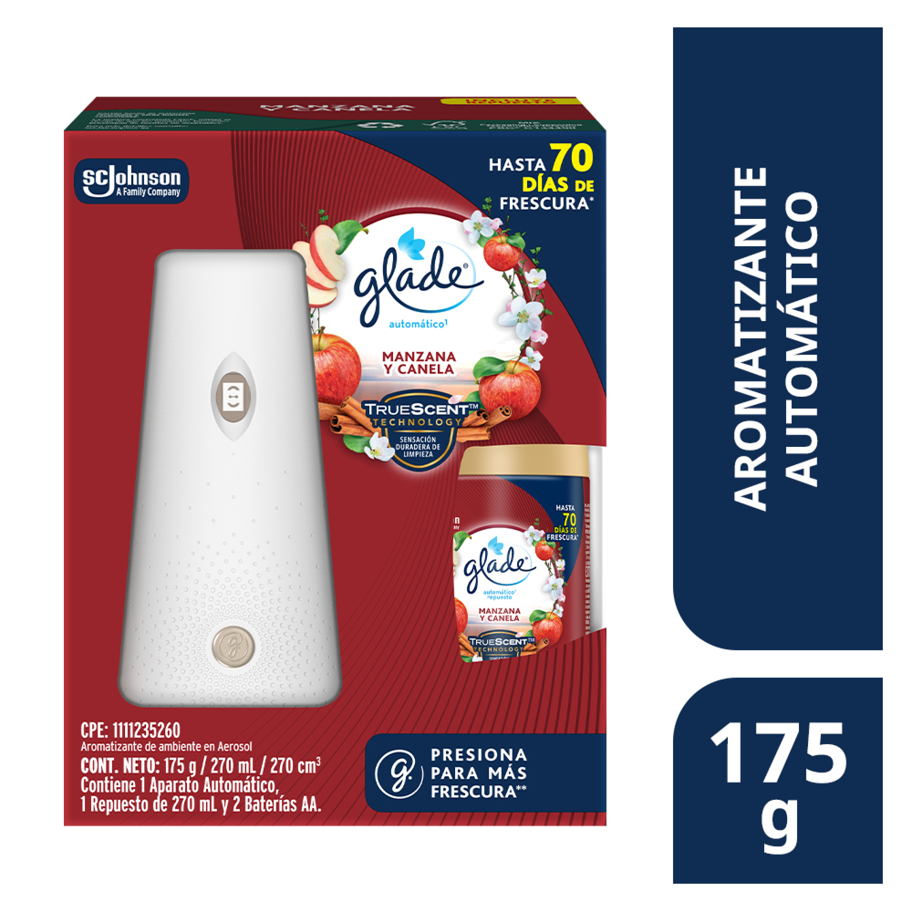 Glade Aromatizante Automático en Aerosol Manzana y Canela 175 g Aparato y Repuesto